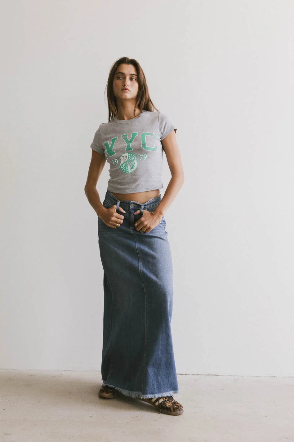 Stylish Heather Denim Maxi Skirt for Women - Boho Chic Long Denim Skirt - Perfect for Casual Outfits, Beach Wear & Summer Fashion