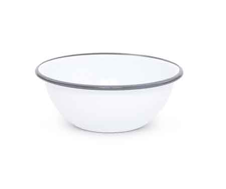 Vintage Style Enamelware Cereal Bowl & Salad Bowl with Grey Rim - Perfect for Breakfast, Snacks, and Healthy Meals at Home or Picnics