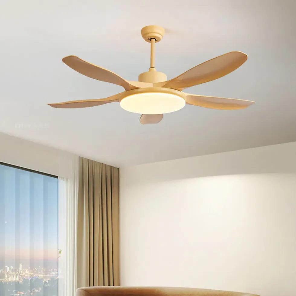 Modern Yellow LED Ceiling Fan with Light - Energy Efficient Quiet Bedroom Fan with Remote Control, 3 Speeds, Reversible Motor - Perfect for Bedroom, Nursery, Living Room & Home Office Cooling