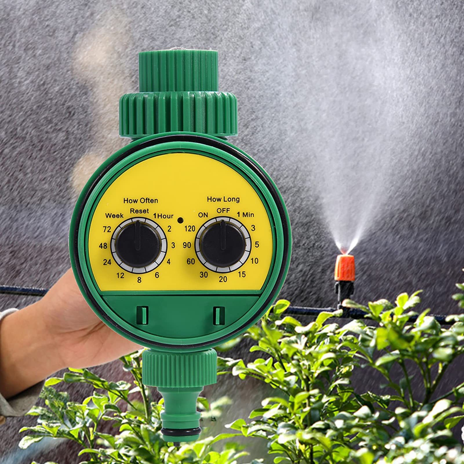 Automatic Irrigation Timer - Green ABS Multi-Function Dual Dial Electronic Watering Controller for Garden, Balcony, Roof & Outdoor Use | Perfect for Villa Gardens, Lawn Sprinkler Systems & Drip Irrigation