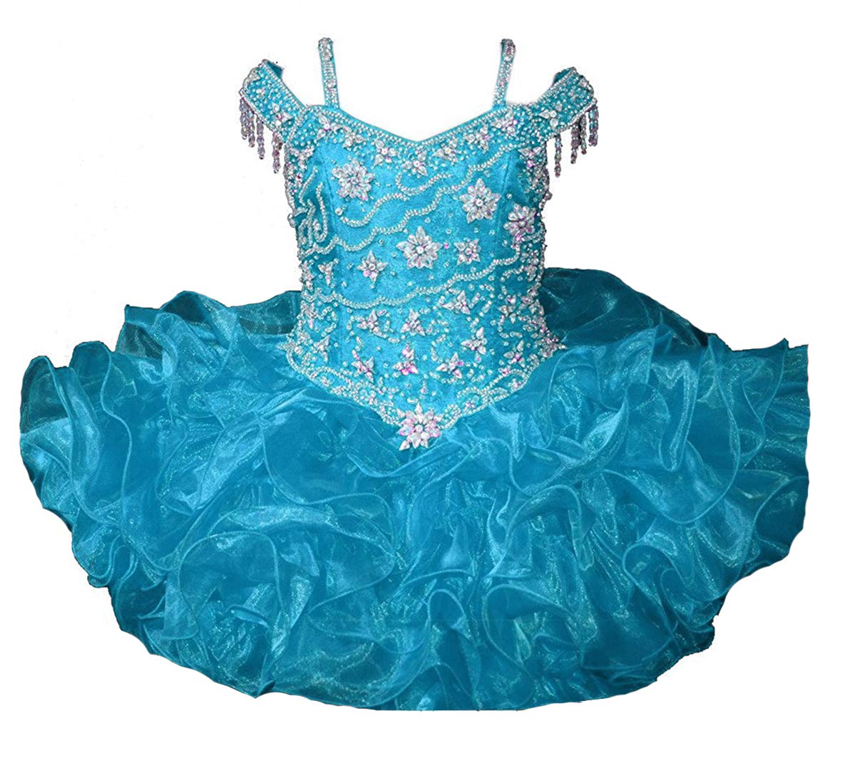 Junguan Baby Girls Off Shoulder Cupcake Pageant Dress - Short Glitter Tutu Dress for Infant Birthday Party, Photo Shoot, Pageant & Special Occasions ST004