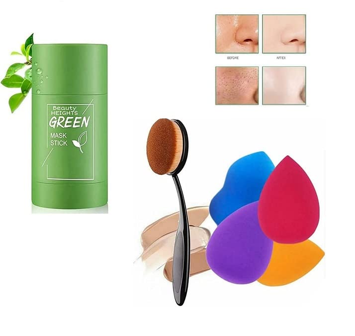 Green Tea Mud Mask for Deep Cleaning & Oil Control - 40g with Brush & Blender for Acne-Prone Skin