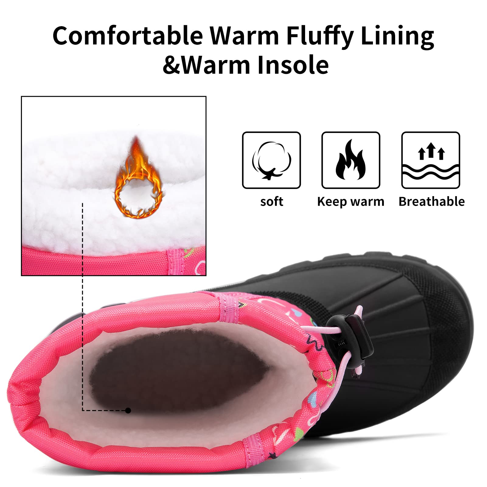 Greatonu Waterproof Insulated Kids Snow Boots for Boys & Girls - Mid Calf Winter Duck Boots for Snow Play, School & Outdoor Activities