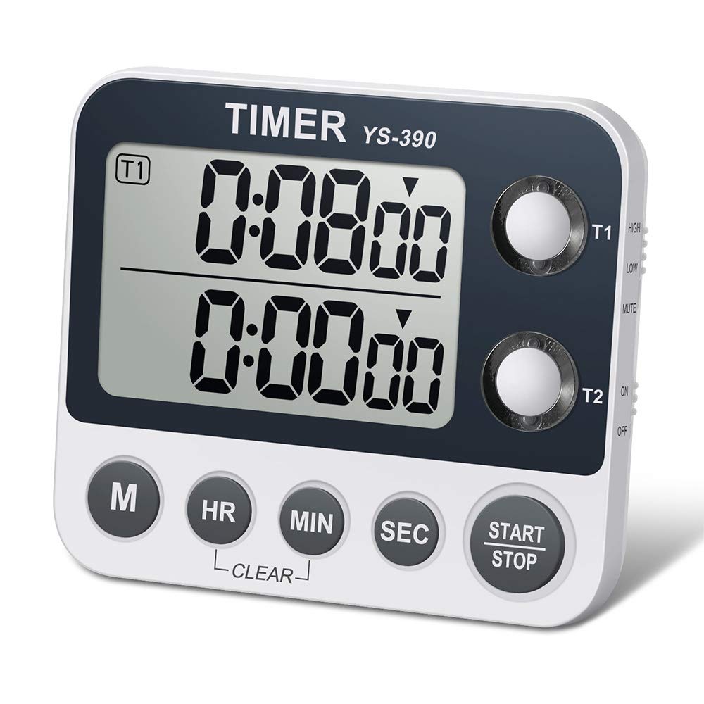 HomeMall Digital Kitchen Timer - Dual Count Up/Down with Magnetic Back, Large LCD Display, Adjustable Volume & Flashing Alarm - Perfect for Baking, Cooking, Meal Prep & Kitchen Organization (Battery Included)