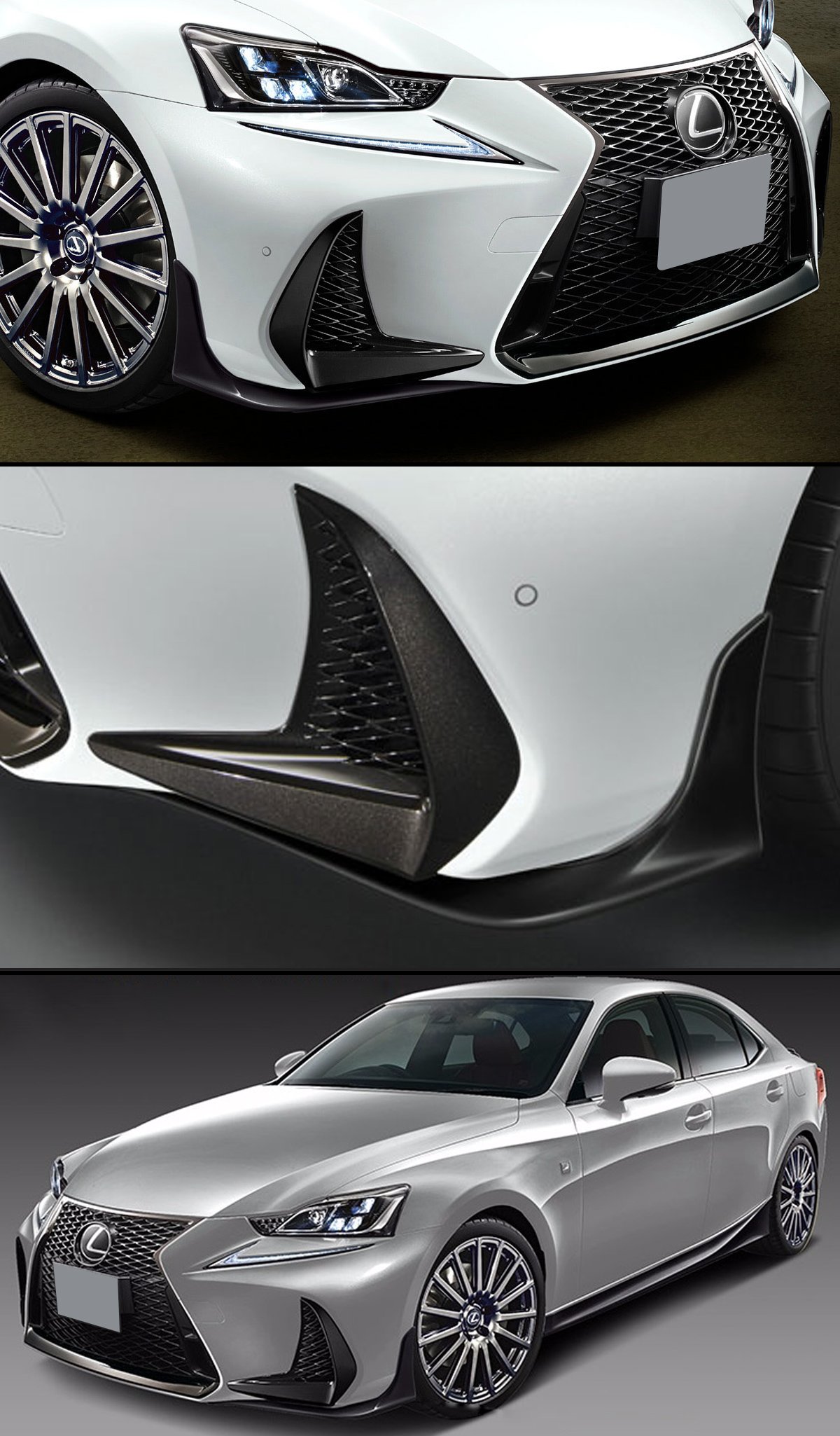 Carbon Fiber Front Bumper Splitters for 2017-2019 Lexus IS200T IS350 IS300 F Sport - Aggressive Styling & Enhanced Aerodynamics for Street Racing & Car Shows