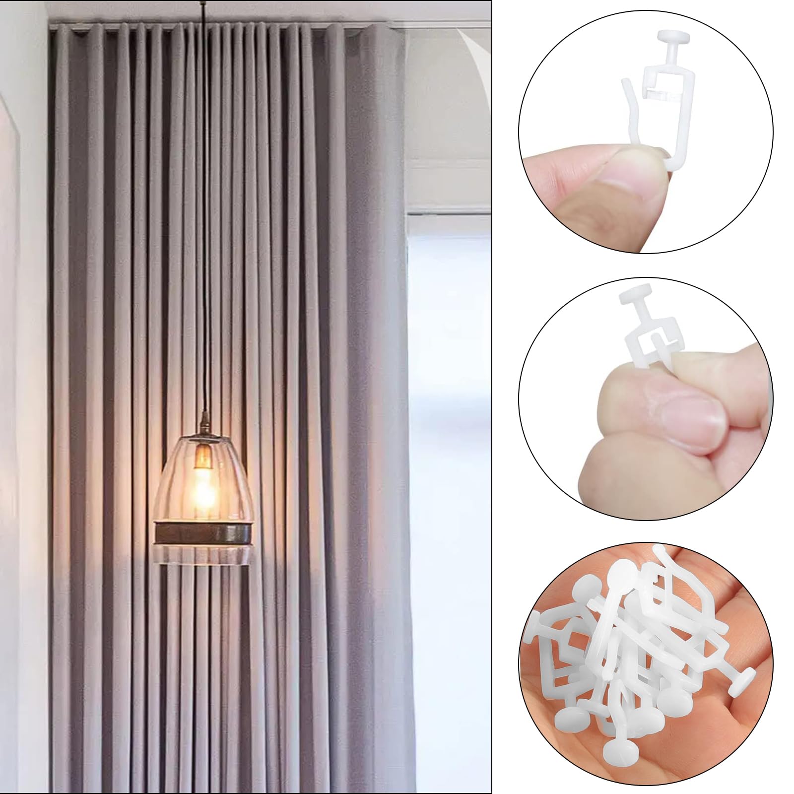 200 Pieces Sliding Curtain Hooks - Heavy Duty Curtain Track Gliders for Smooth Sliding - Perfect for Living Room, Bedroom & Office Window Treatments