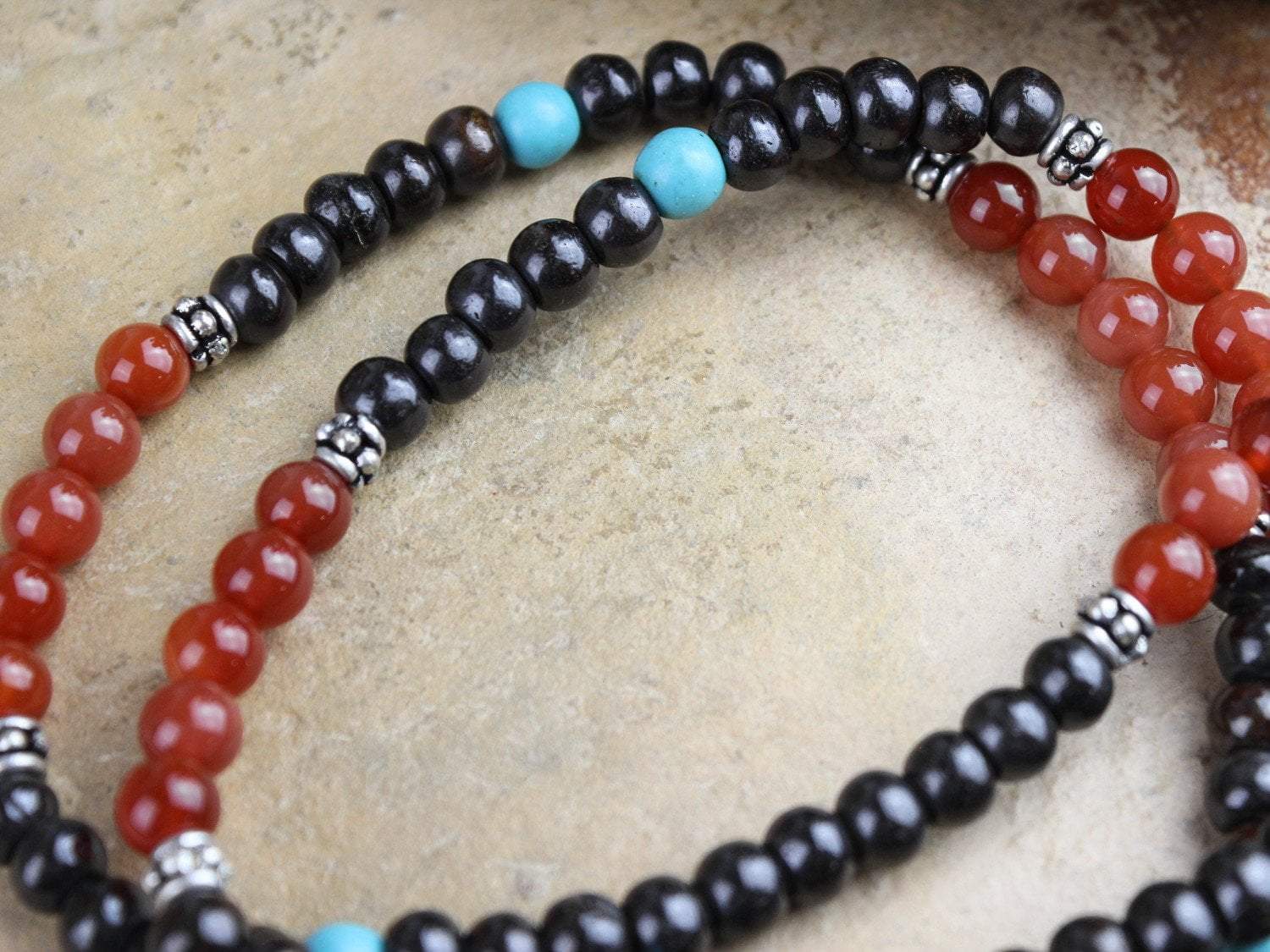 Adjustable Carnelian and Dzi Bead Tibetan Necklace - Spiritual Healing Jewelry for Meditation, Yoga & Energy Protection