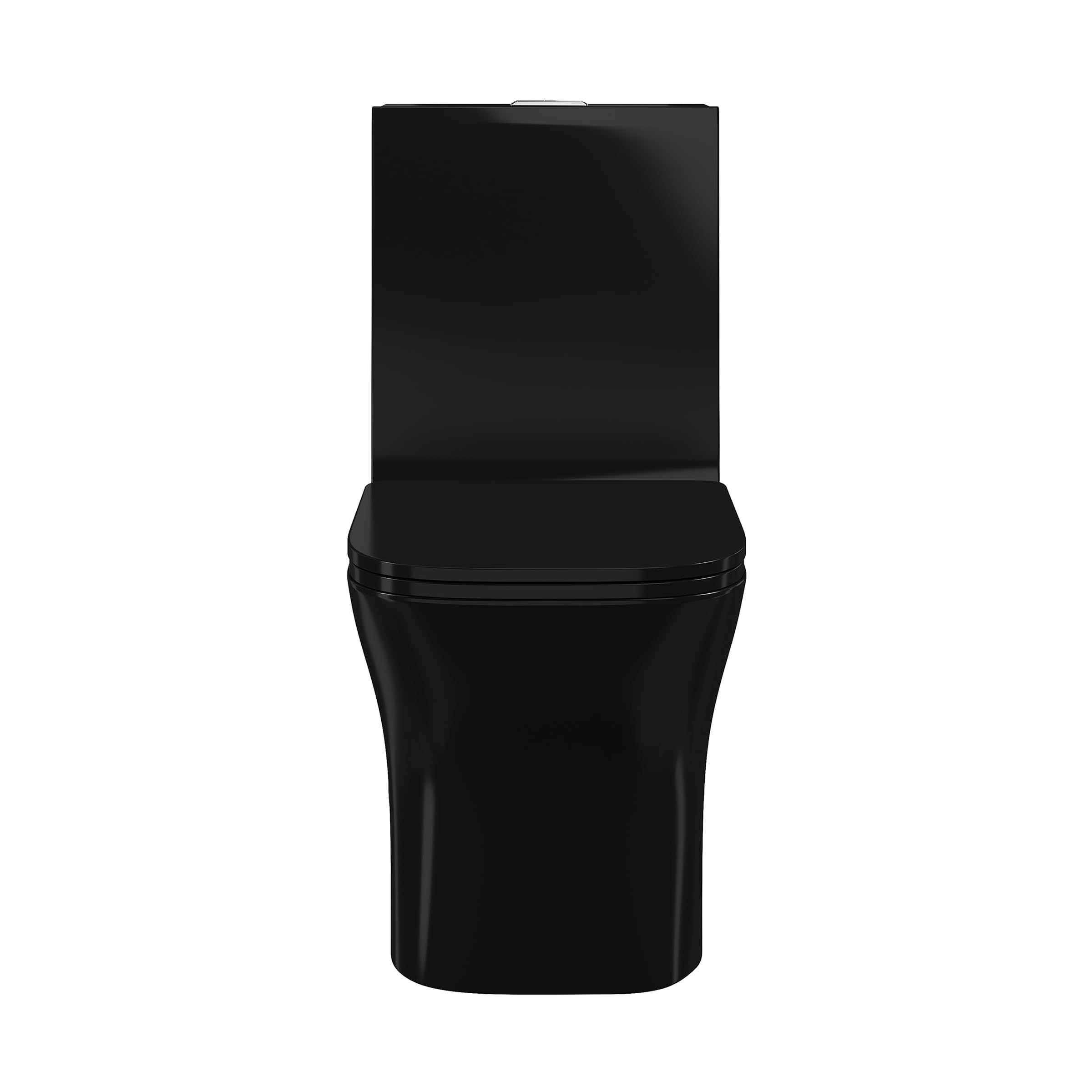 Concorde One Piece Square Toilet with Dual Flush 1.1/1.6 GPF - Glossy Black Modern Water-Saving Bathroom Fixture for Home & Commercial Use