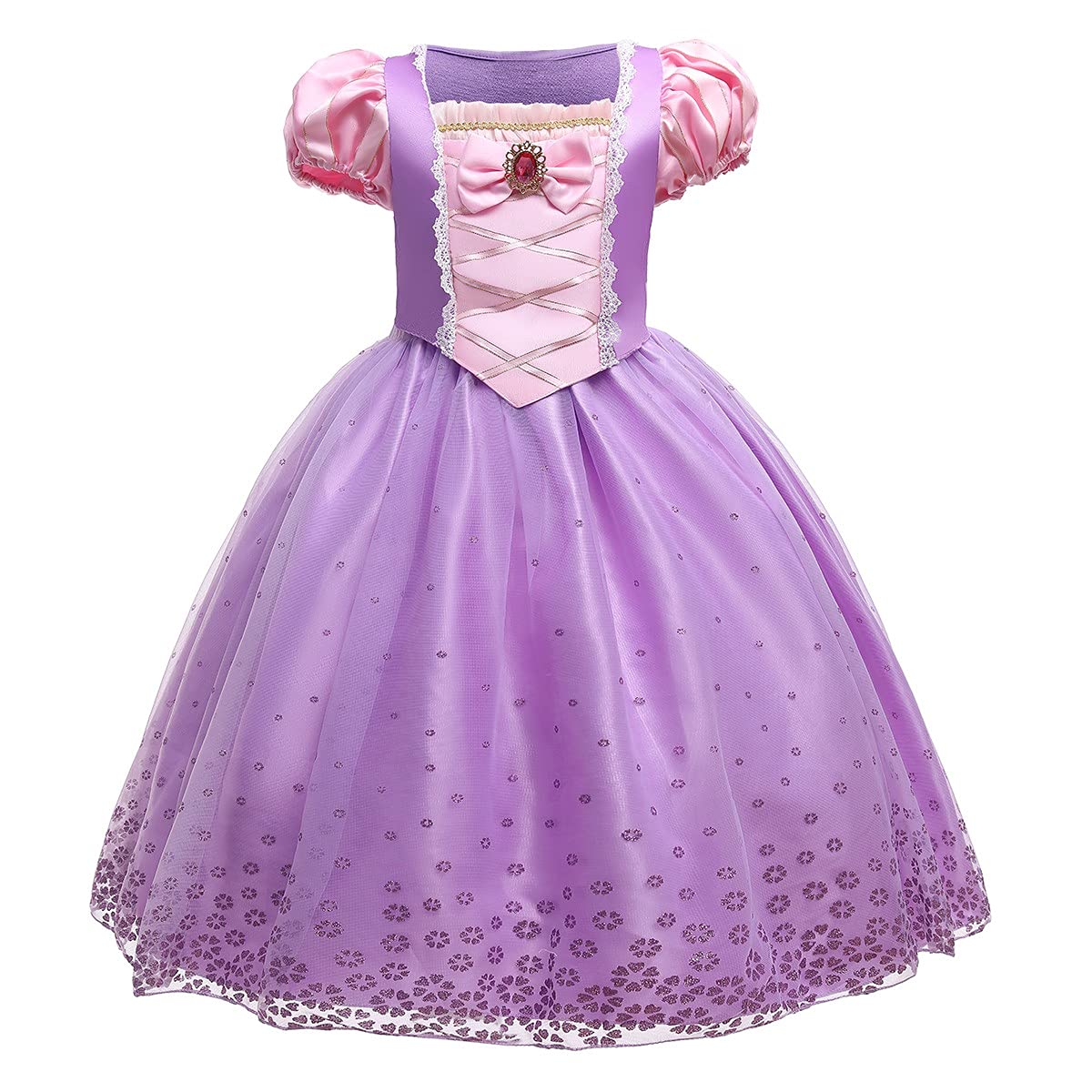 REXREII Girls Sofia Princess Costume - Rapunzel Dress with Gloves & Hair Wig for Halloween, Christmas, Birthday Party (4-5T) | Perfect for Dress-Up, Role Play & Special Occasions