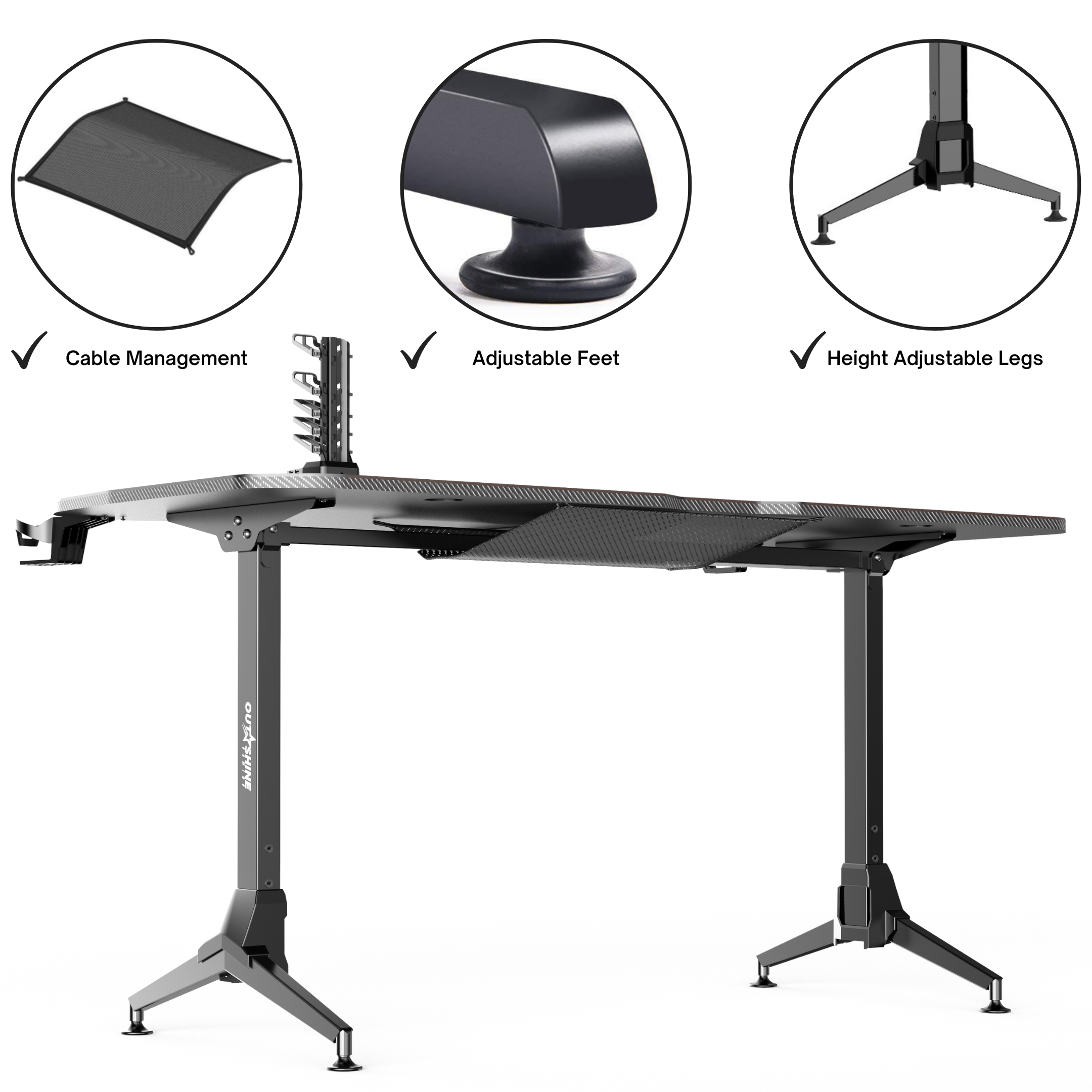 Premium 160cm Wide Gaming Desk - Ergonomic Computer Desk for PC & Console Gamers - Sturdy Home Office Workstation for Streaming & Esports - Perfect for Small Spaces & Multi-Monitor Setups