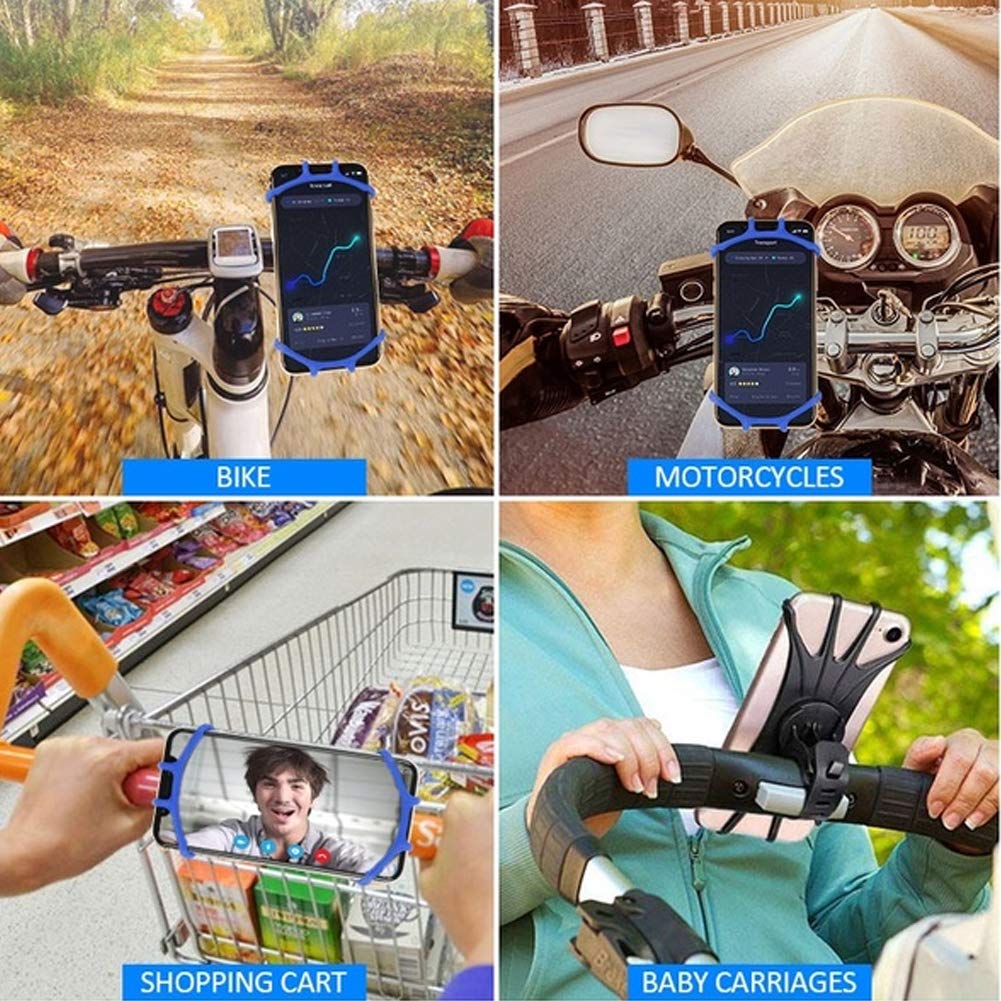 Flexible Silicone Bike Handlebar Phone Mount Holder - Adjustable & Secure Bicycle Accessory for iPhone & Android - Perfect for Cycling, Commuting & Outdoor Adventures (Grey)