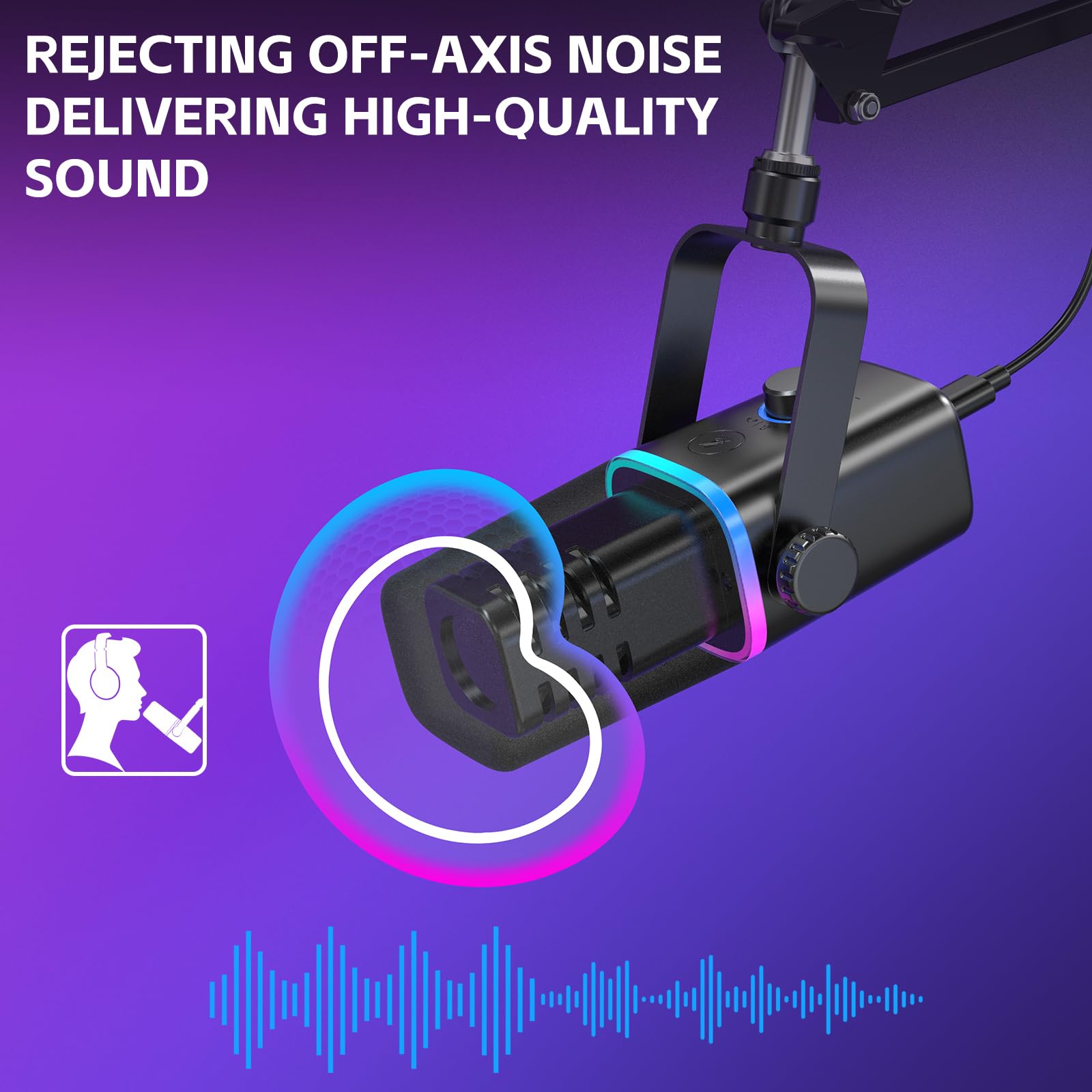 ZealSound XLR/USB Gaming Mic with RGB Light for Streaming & Podcasting - Perfect for YouTube & PC Gaming