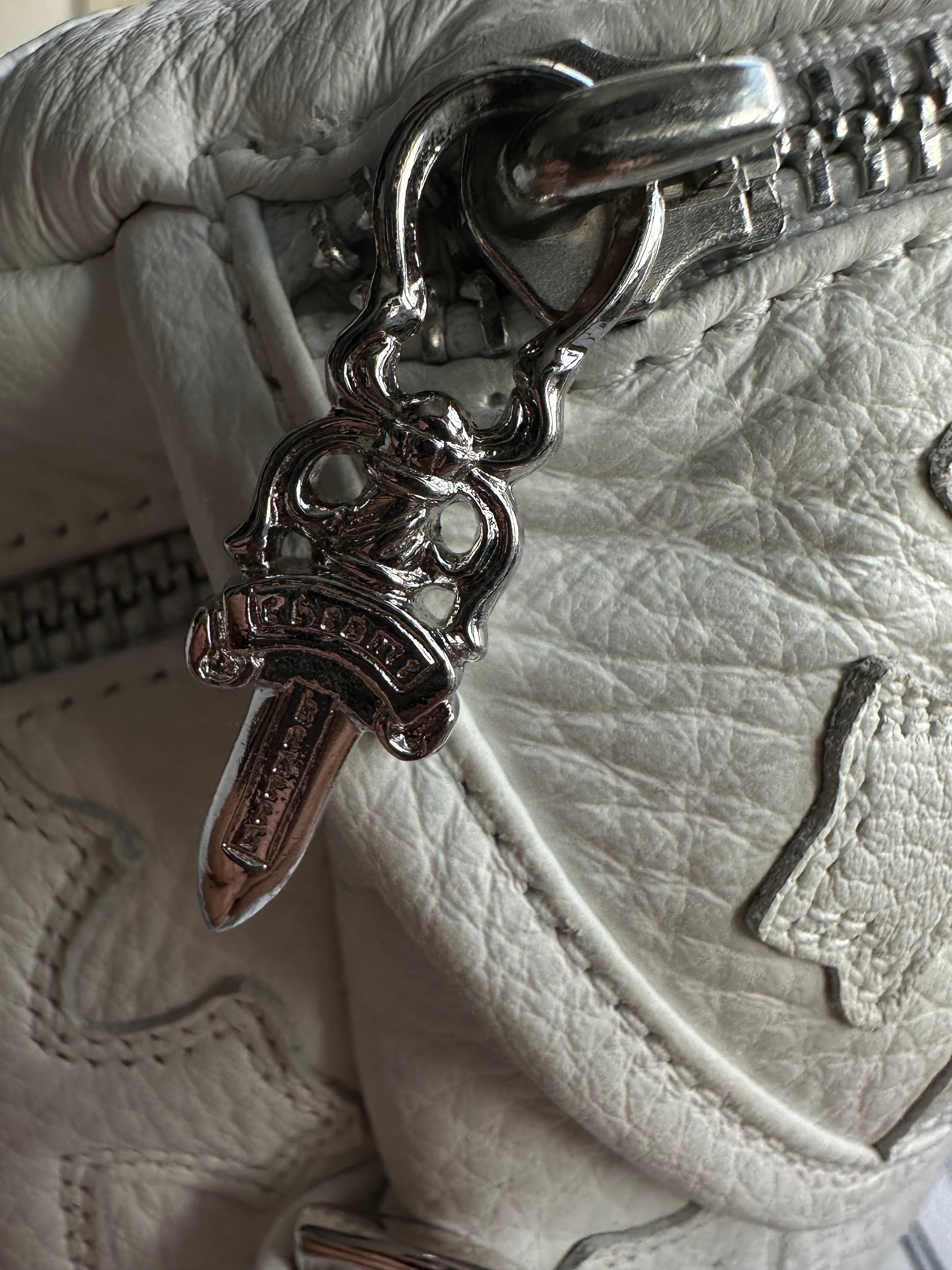 Chrome Hearts White Leather Cross Patch Bumbag - Stylish Waist Bag for Men & Women - Perfect for Travel, Concerts & Everyday Use