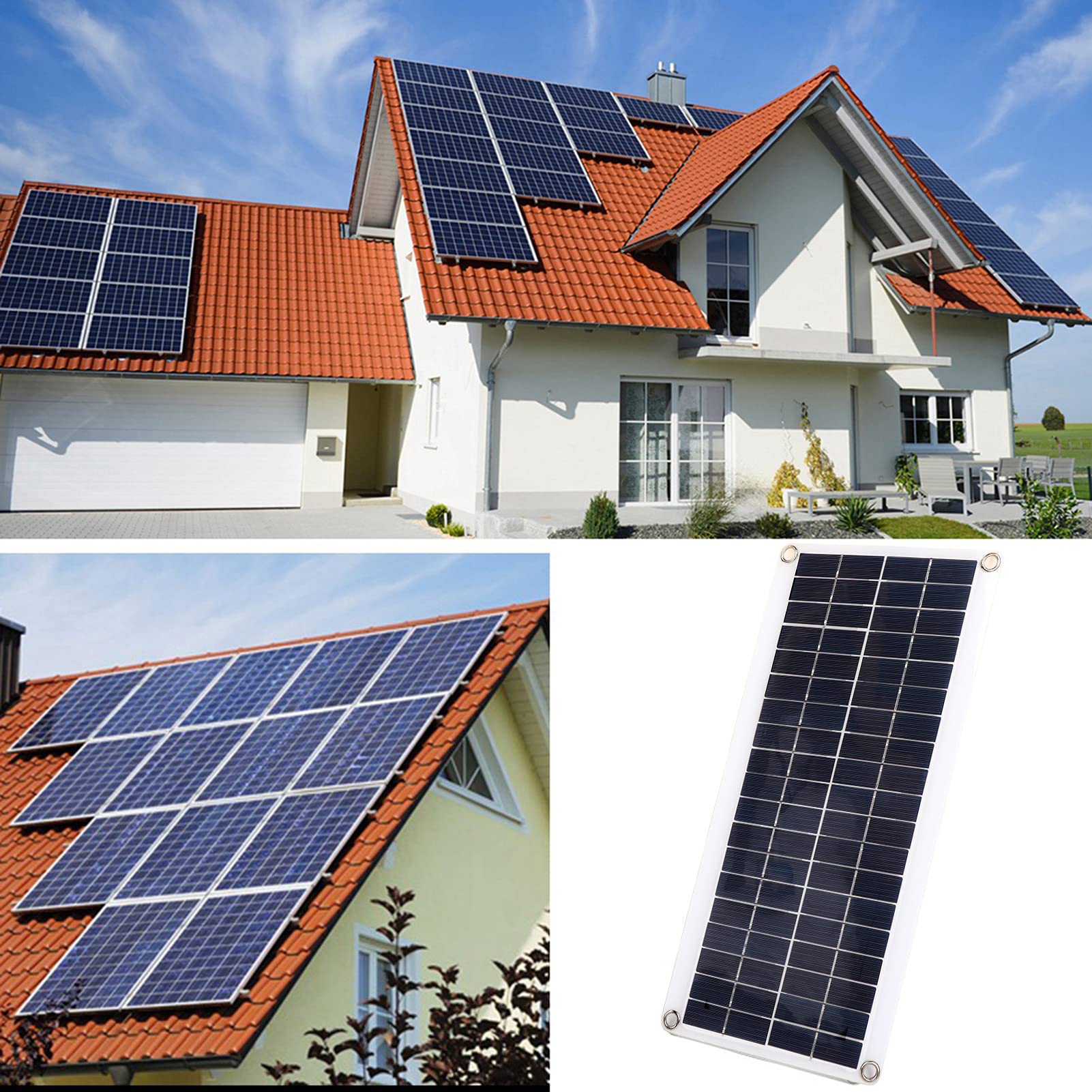 EXCLUZO 8W Flexible Solar Panel with Controller for Cars, Industrial Warehouses, Office Buildings & Outdoor Use - Portable Solar Charger for Camping, RV, Boats & Emergency Power Backup