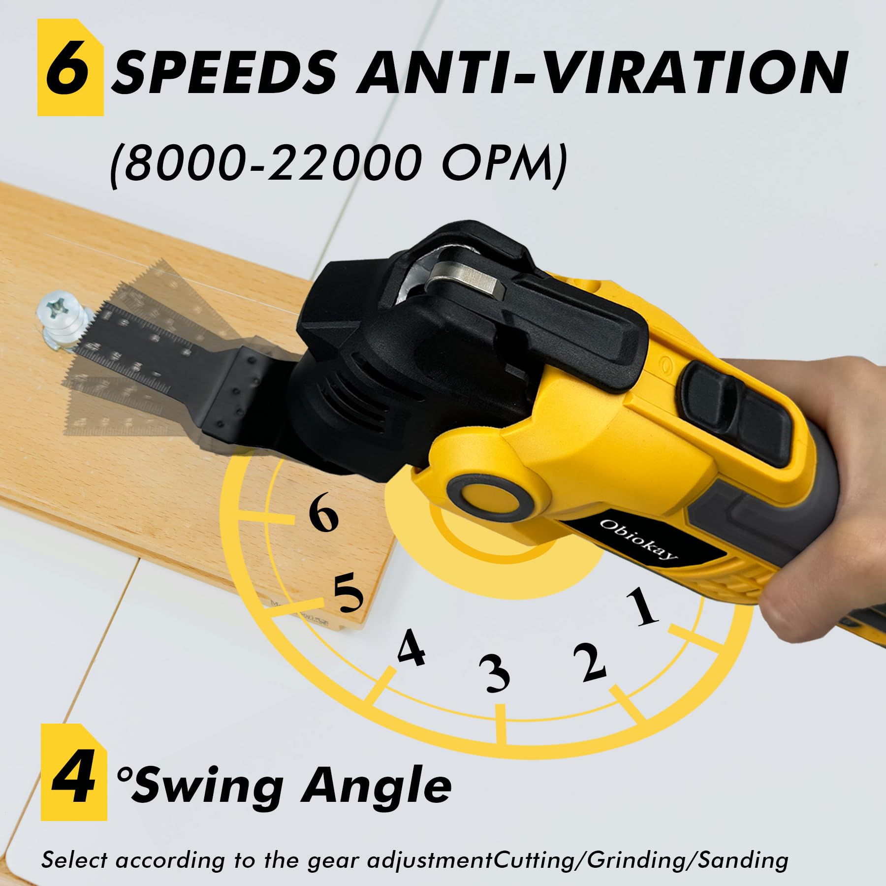 DeWalt 20V Max Cordless Oscillating Multi-Tool Kit with 6-Speed Control, 4° Oscillation Angle & Anti-Vibration Technology - Includes Blades for Cutting, Grinding, Sanding (Tool Only) - Perfect for DIY Projects, Woodworking, Home Renovations and Professional Construction Work