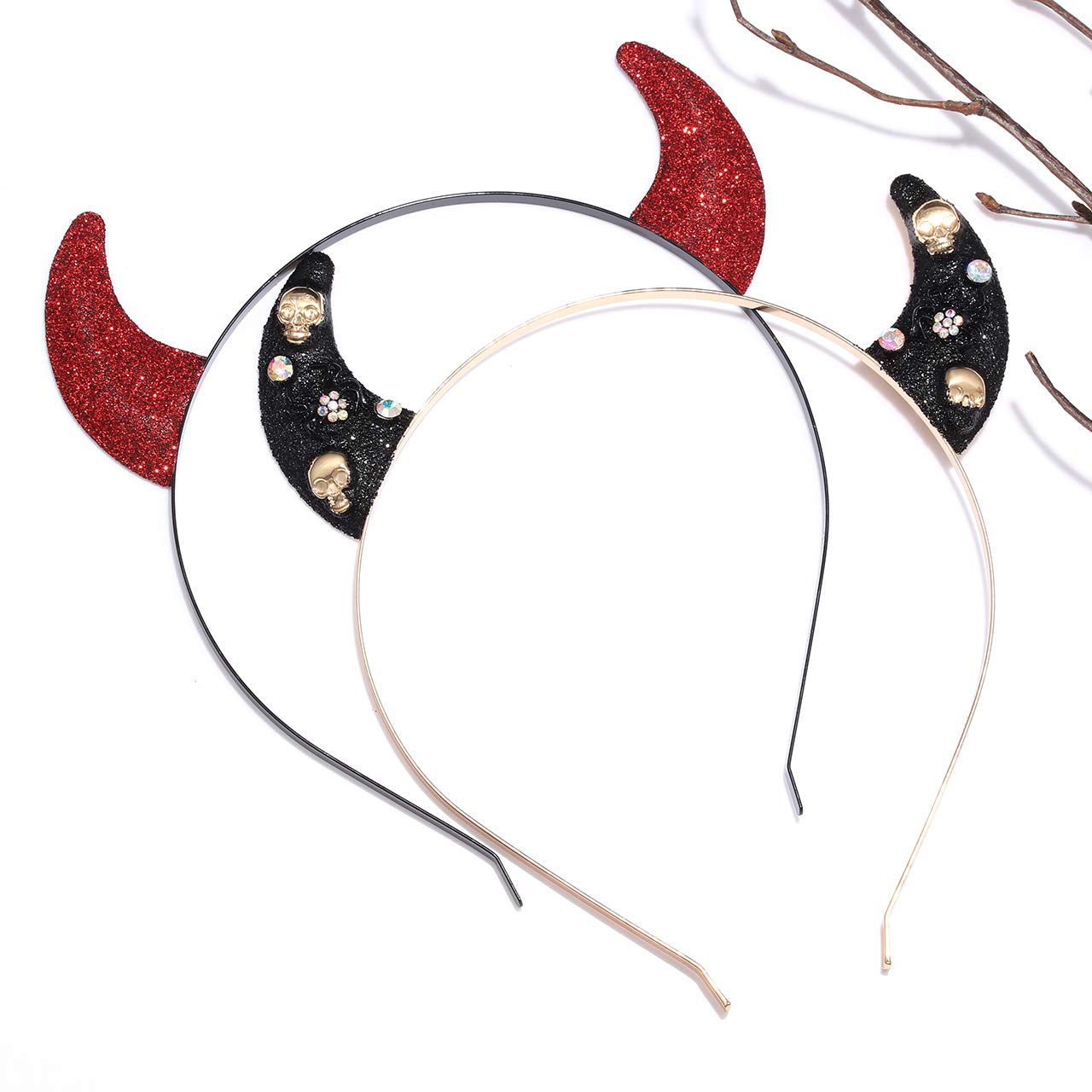 Glitter Devil Horns Headbands for Women & Girls - Halloween Party Hair Accessories, Cosplay Devil Ears Hair Hoop, Festival Fancy Dress Headpiece - Perfect for Halloween Costumes, Cosplay Events & Themed Parties