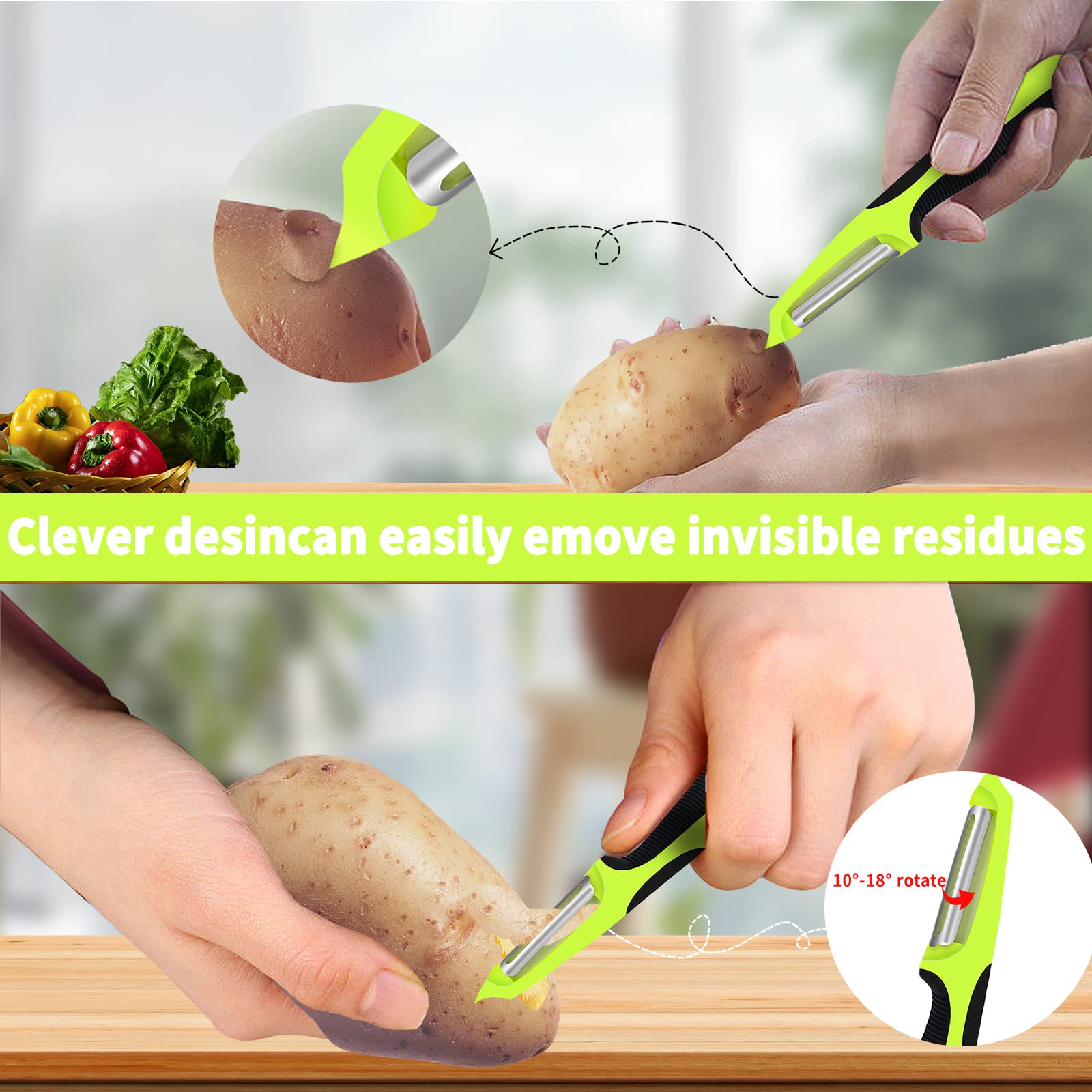 Stainless Steel Rotary Potato Peeler - Kitchen Vegetable & Fruit Peeler for Carrots, Cucumbers, Mangoes, Oranges | Perfect for Meal Prep, Cooking & Baking
