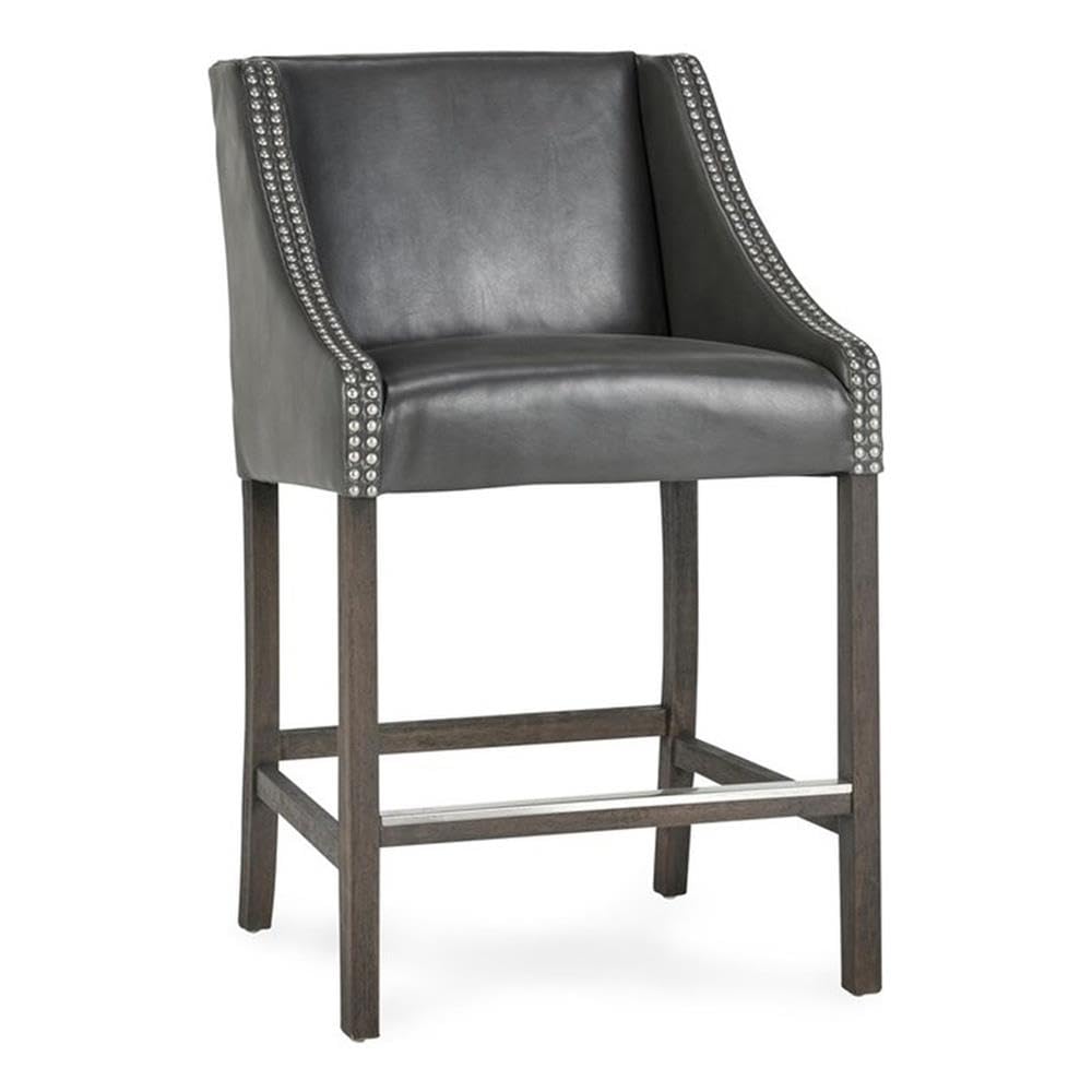 Kosas 24-inch Grey Home Stool - Modern & Sturdy Bar Stool for Kitchen Island, Dining Room & Home Decor
