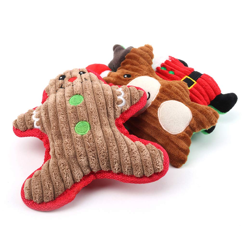 POPETPOP 3-Piece Santa-Themed Plush Chew Toys for Small Dogs - Durable Christmas Holiday Pet Toys with Sock Filler (Red) - Perfect for Teething Puppies & Holiday Gift Giving