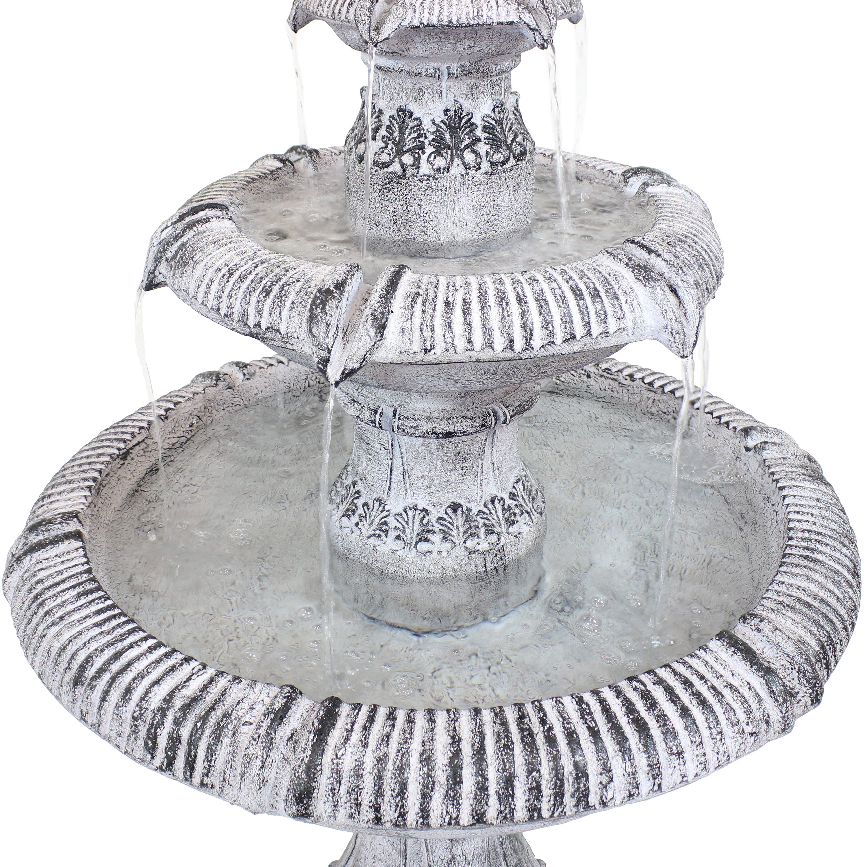 45-Inch 3-Tier Outdoor Water Fountain with Mediterranean Design - Durable Reinforced Concrete for Garden, Patio, and Backyard Decor | Sunnydaze
