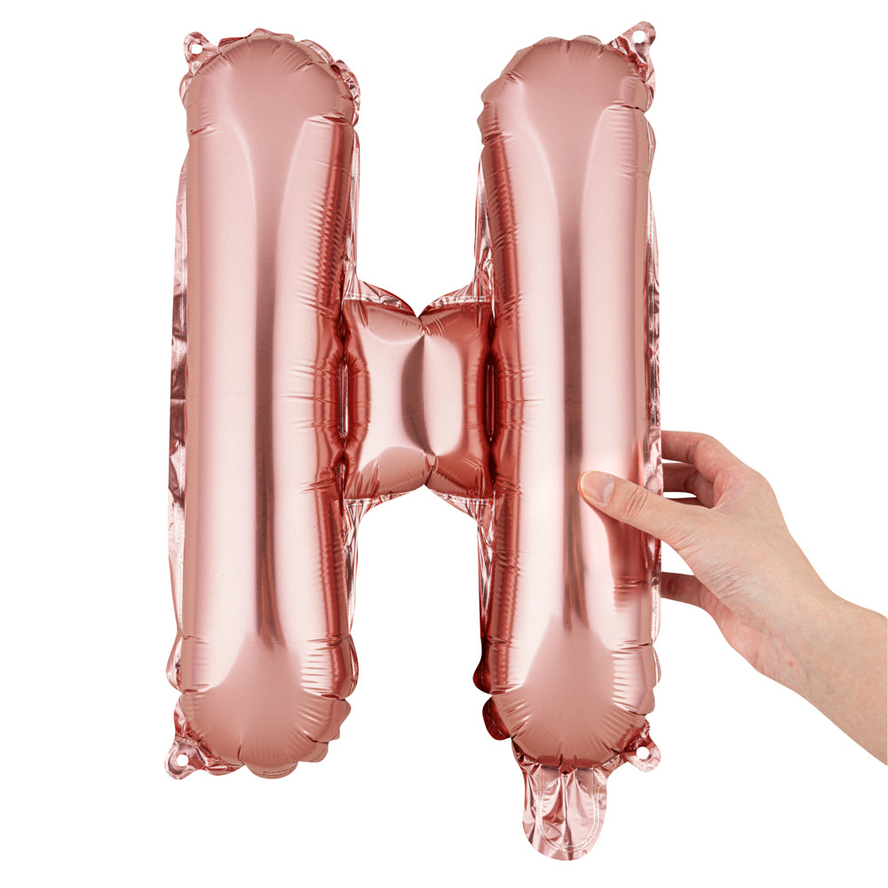 Balloonify Rose Gold Mylar Letter H Balloon - 16 Inch Large Foil Alphabet Balloon for Birthday Party Decorations, Wedding, Baby Shower & Anniversary Celebrations