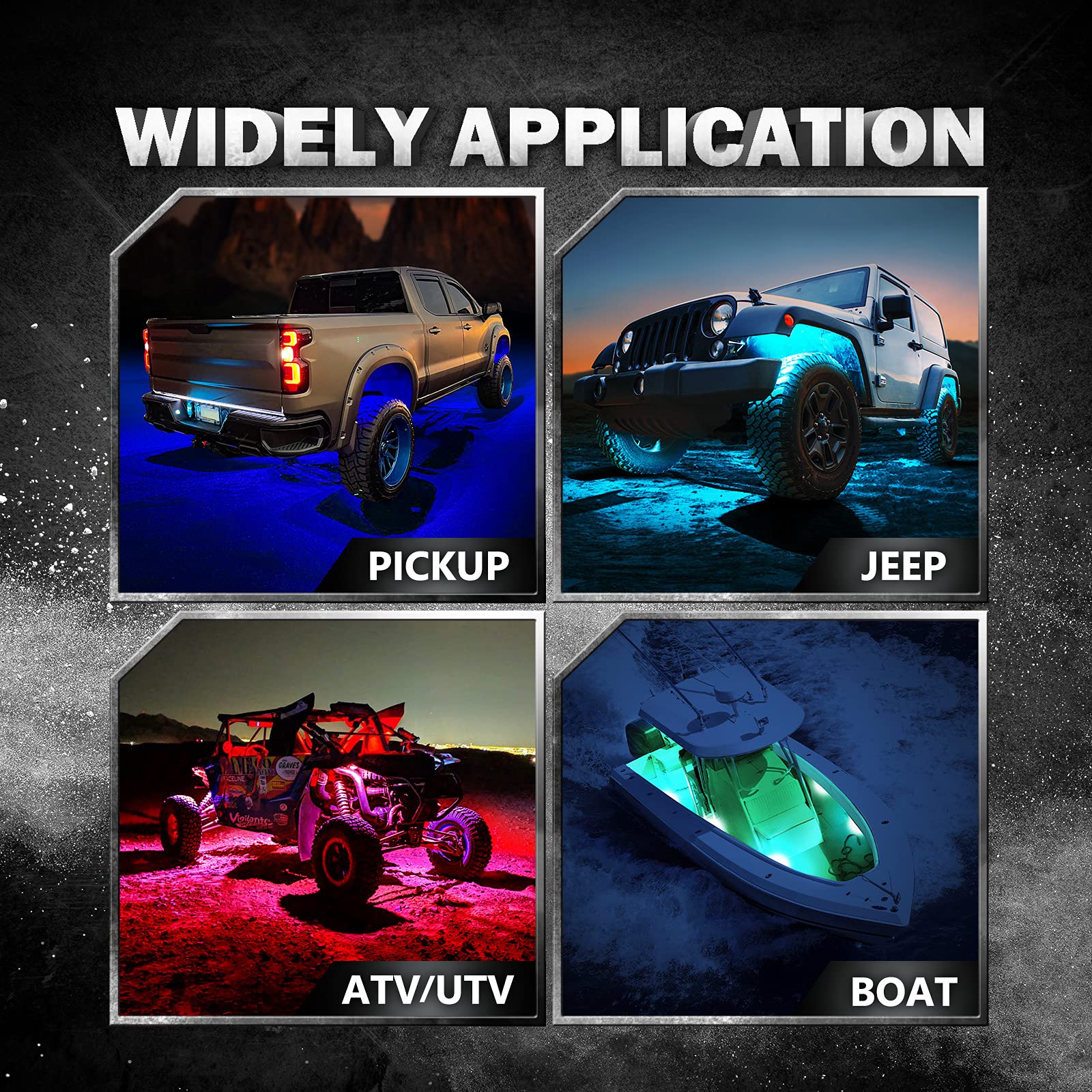 OPT7 Rock Lights 8 Pods LED RGBW Underglow Lighting Kit - Bluetooth APP Control, RGB & True White with SoundSync, 16 Million Colors & 20 Modes, IP68 Waterproof for Offroad Trucks, RZR, ATV, UTV - Perfect for Night Rides, Car Shows & Off-Road Adventures