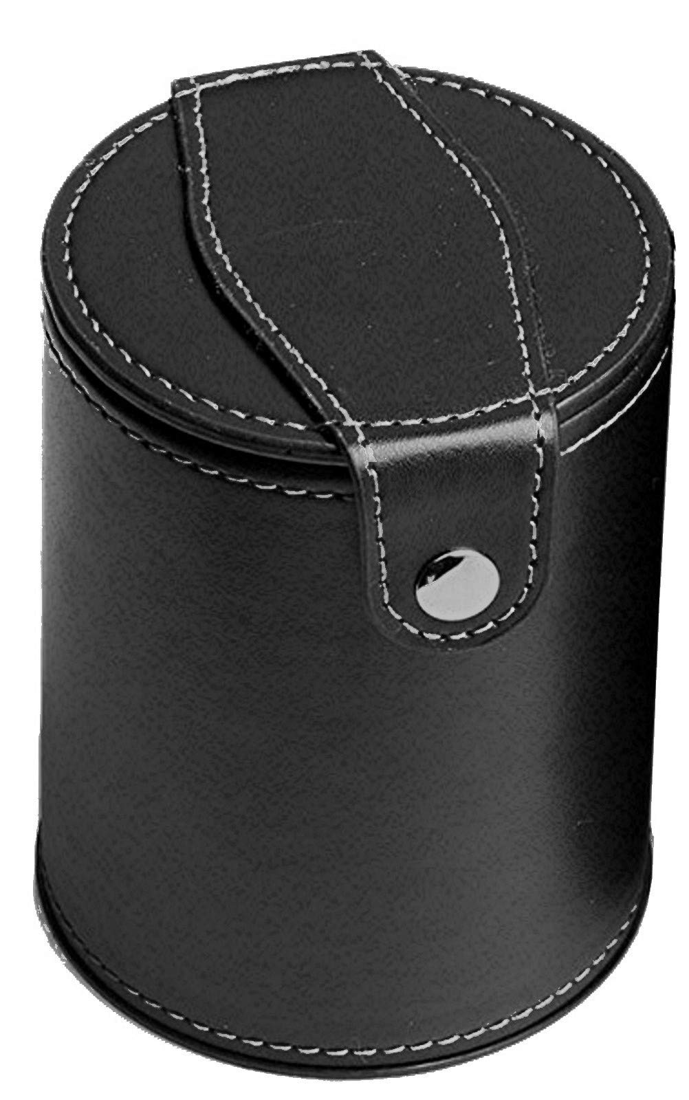 Black PU Leather Dice Cup Set with 5 Wood Dice - Perfect for Board Games & Gifts