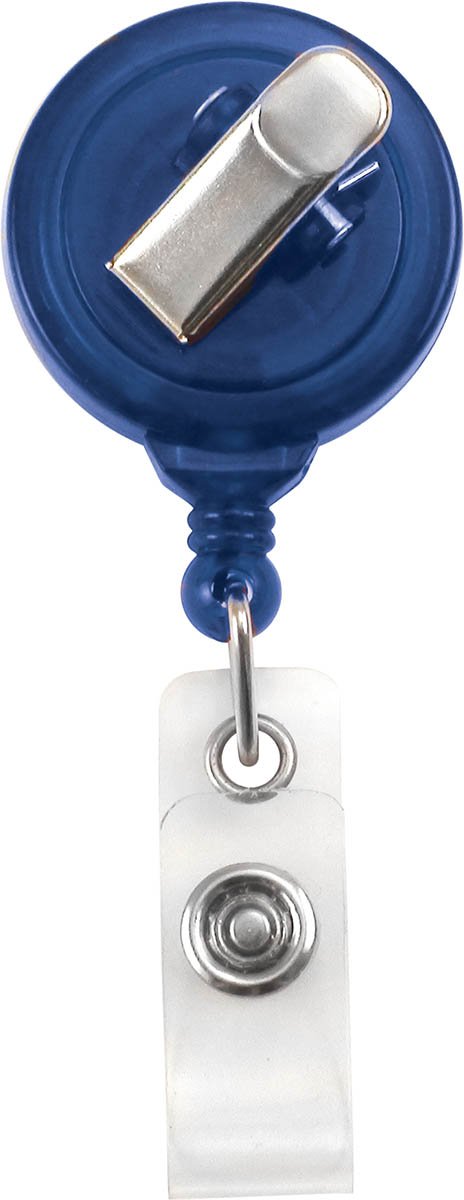 Translucent Blue Round Badge Reel - No Twist Swivel Back - Clear Vinyl Strap (100 Pack) - Ideal for ID Badges, Conference Lanyards & Workplace Security Accessories