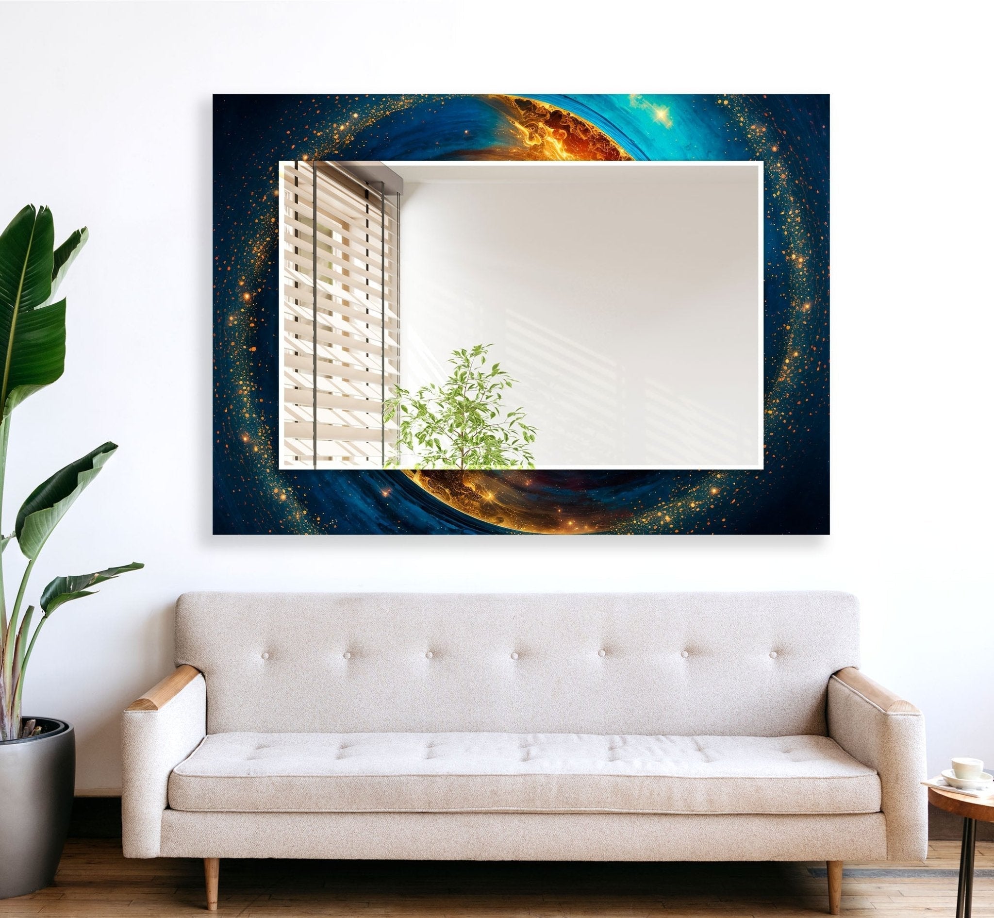 Abstract Space Wall Mirror - Modern Decorative Mirror for Living Room, Bedroom & Office - Unique Home Decor for Stylish Spaces