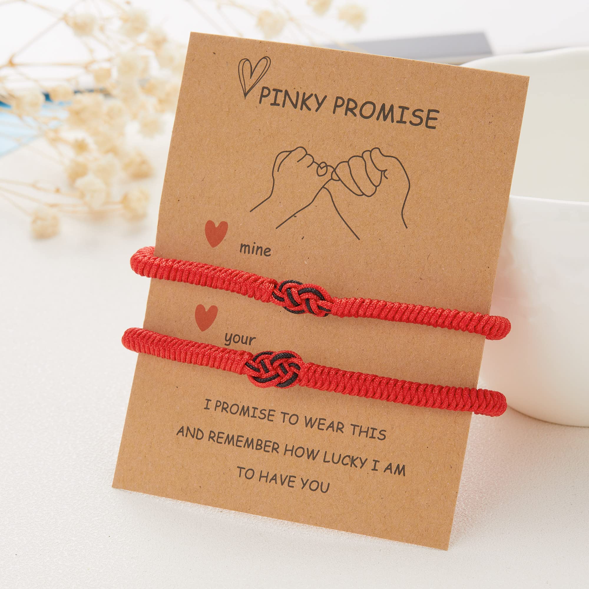 RINHOO Adjustable Red String Bracelet - Vajra Knot Good Luck Protection Bracelet for Couples, Friends, Family, Women & Men | Perfect for Gifts, Meditation & Spiritual Protection