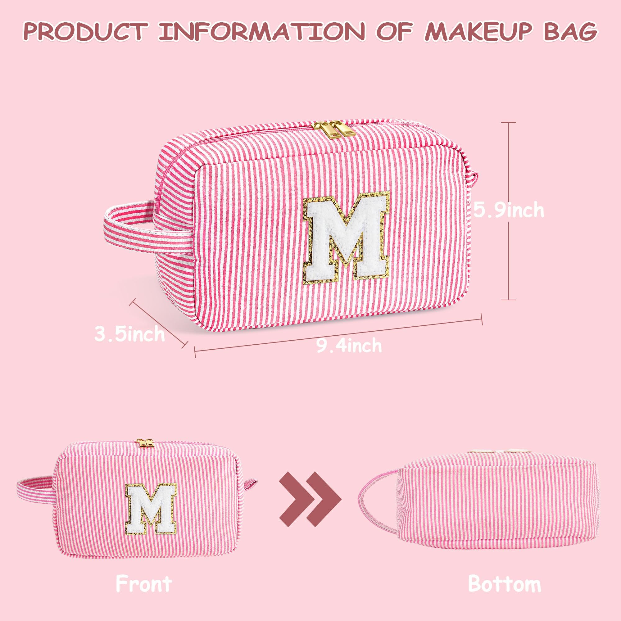 Personalized Initial Makeup Bag for Women & Teens - Easter, Birthday Gifts for Mom, Sister, Daughter & Friends | Perfect for Travel, Cosmetics Storage & Everyday Use