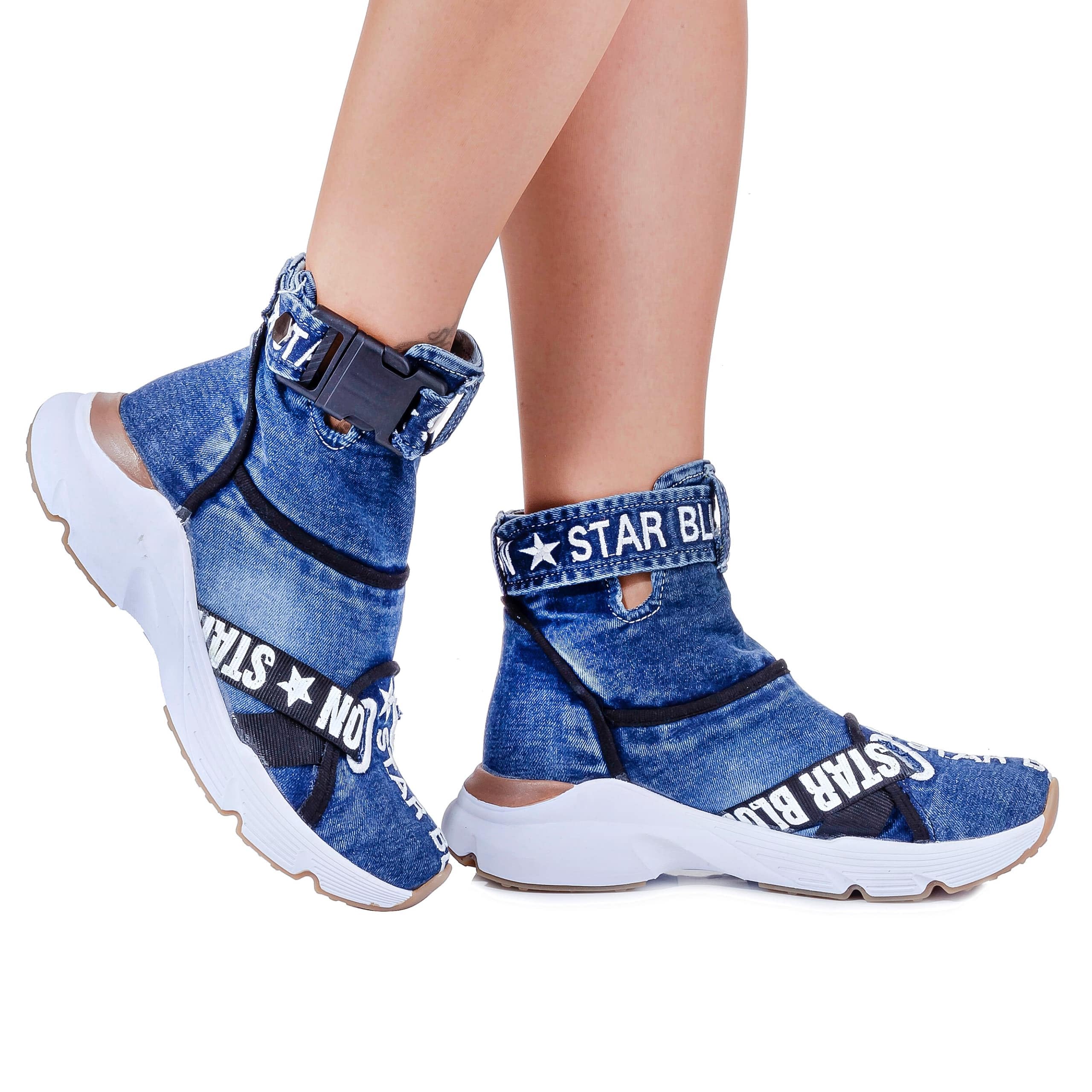 Handmade Women's Fashion Boots - Sexy High Heel Ankle Boots, Casual Sports Shoes for Women, Blue Leather Booties (Size 7.5) | Perfect for Party, Dating & Everyday Wear