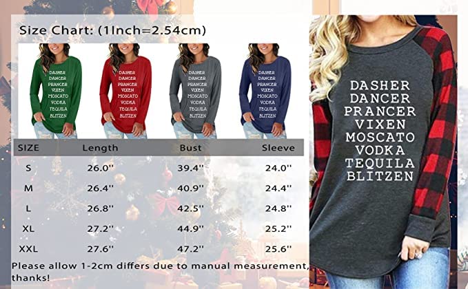 Women's Reindeer Christmas Long Sleeve Shirts - Merry Bright Holiday Sweatshirt & Dasher T-Shirts for Festive Outfits | Perfect for Holiday Parties, Family Gatherings & Christmas Photos