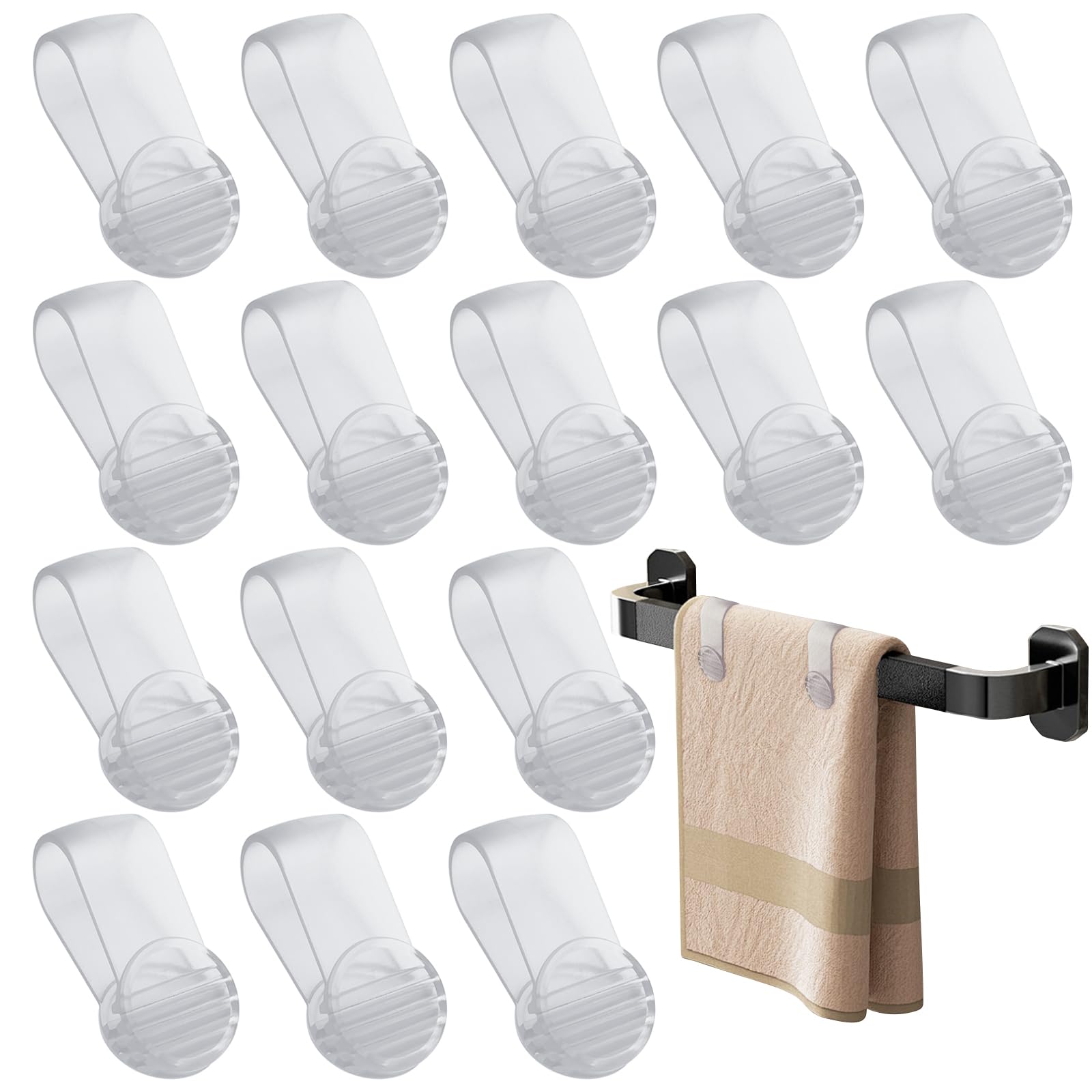 16Pcs Transparent Towel Clips - Strong Grip Kitchen & Bathroom Towel Clamps for Chairs, Rods, Clothing - Perfect for Organizing & Securing Towels in Home, Gym, or Salon