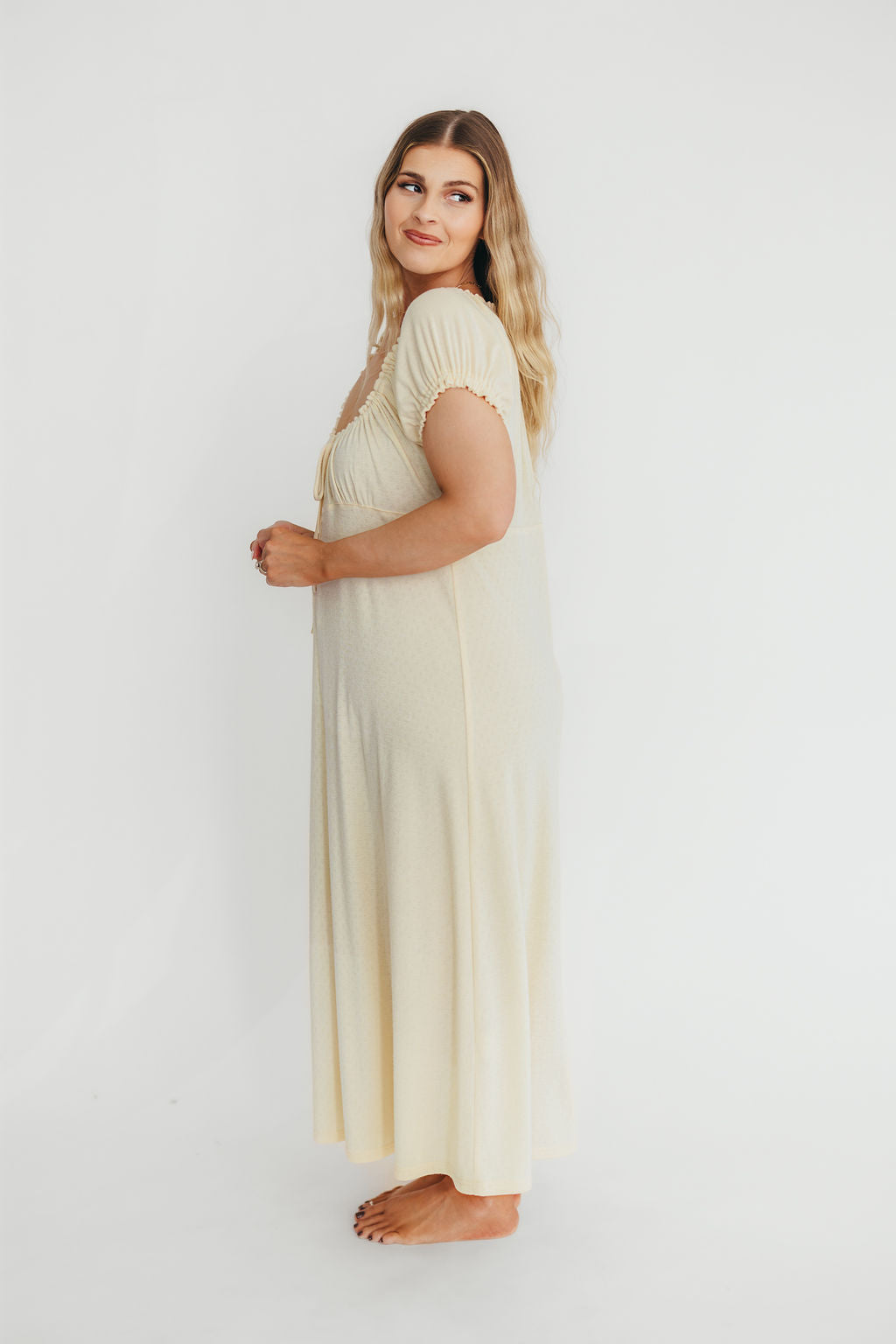 Remi Maxi Dress in Custard - Elegant Flowy Long Dress for Women | Perfect for Summer, Beach, Weddings & Casual Outings