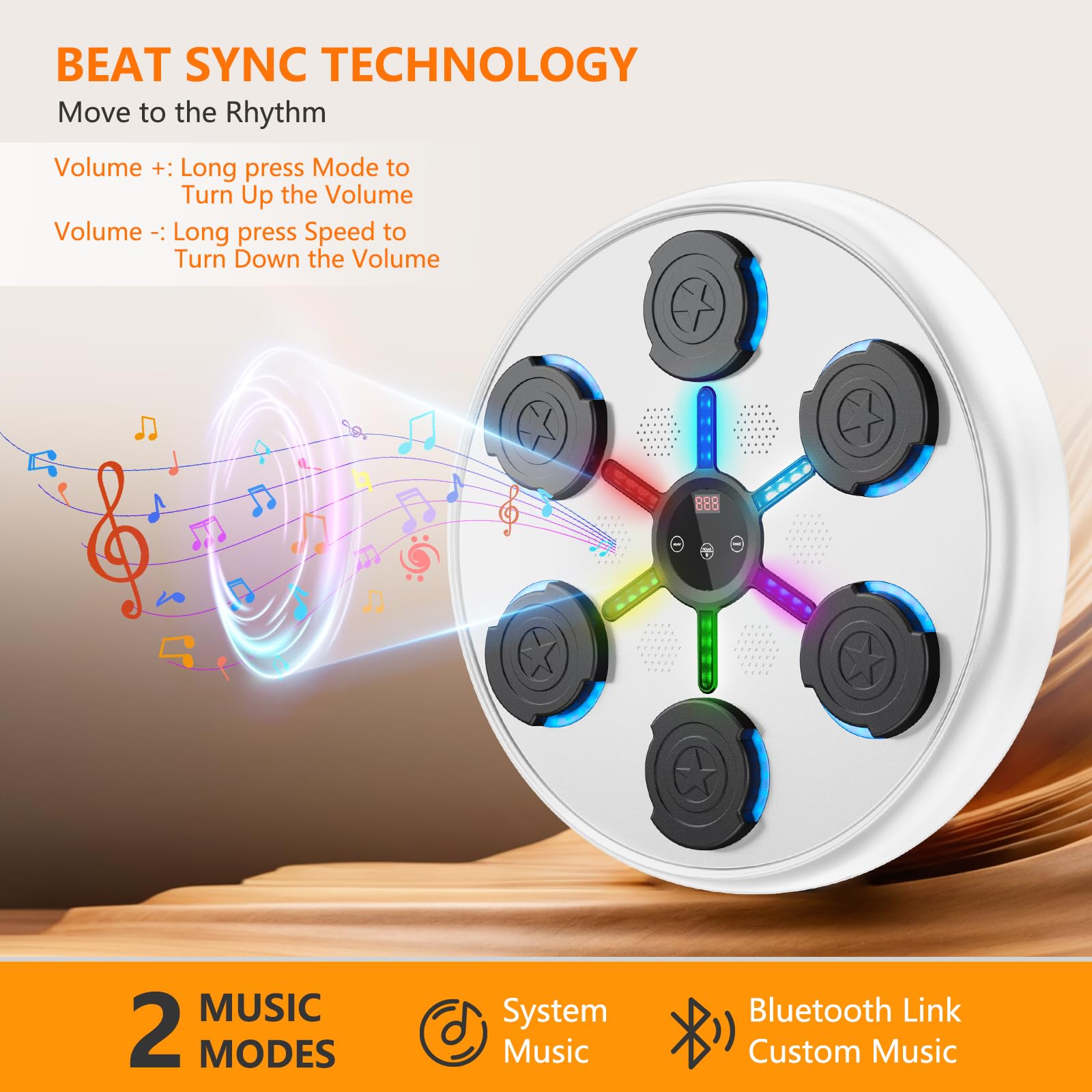 Portable Smart Bluetooth LED Music Boxing Machine - Wall Mounted Electronic Punching Bag for Home, Kids & Adults Training, Stress Relief - Perfect for Fitness, Boxing Practice & Fun Family Activities
