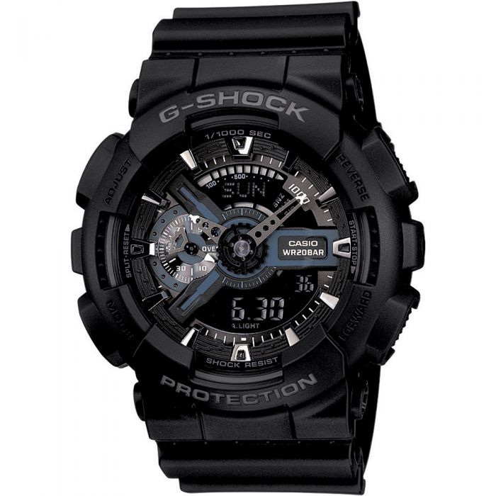 Casio G-Shock GA110-1B Digital Analog Watch for Men - Rugged Military Style, Shock Resistant, Waterproof - Perfect for Outdoor Sports, Hiking, and Adventure Activities