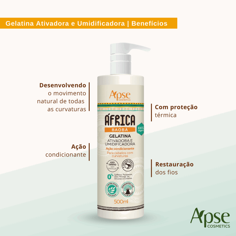 Apse Cosmetics African Baobab Restorative Gelatin - 16.9 fl oz Hair & Skin Treatment for Dryness & Damage - Perfect for Natural Hair Care & Hydration