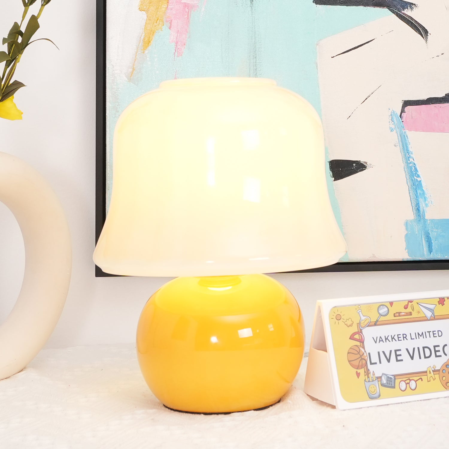 Creamy Mushroom Table Lamp - Soft LED Night Light for Bedroom, Nursery, Living Room - Warm White Dimmable Lighting for Cozy Ambiance