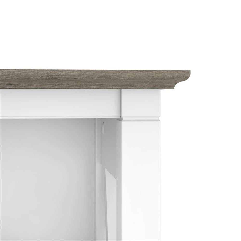 BOWERY HILL 5-Shelf Coastal Wood Tall Bookcase - Shiplap Gray & White - Perfect for Beach House, Farmhouse & Living Room Storage