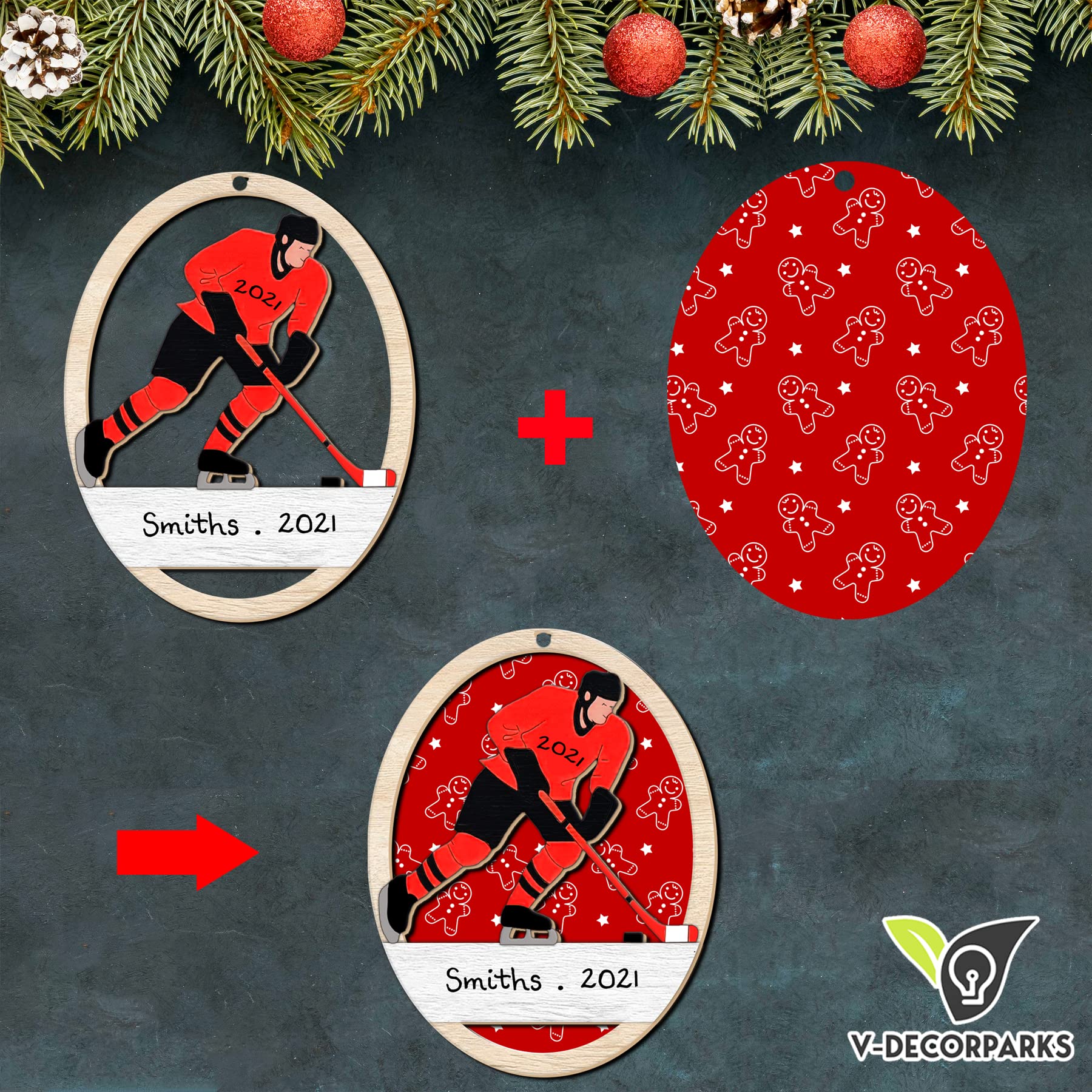 Custom 3D Wood Hockey Christmas Ornaments - Personalized Sports Decor for Tree, Gift & Holiday Collection (10-Pack) | Perfect for NHL Fans, Team Spirit & Festive Home Decor