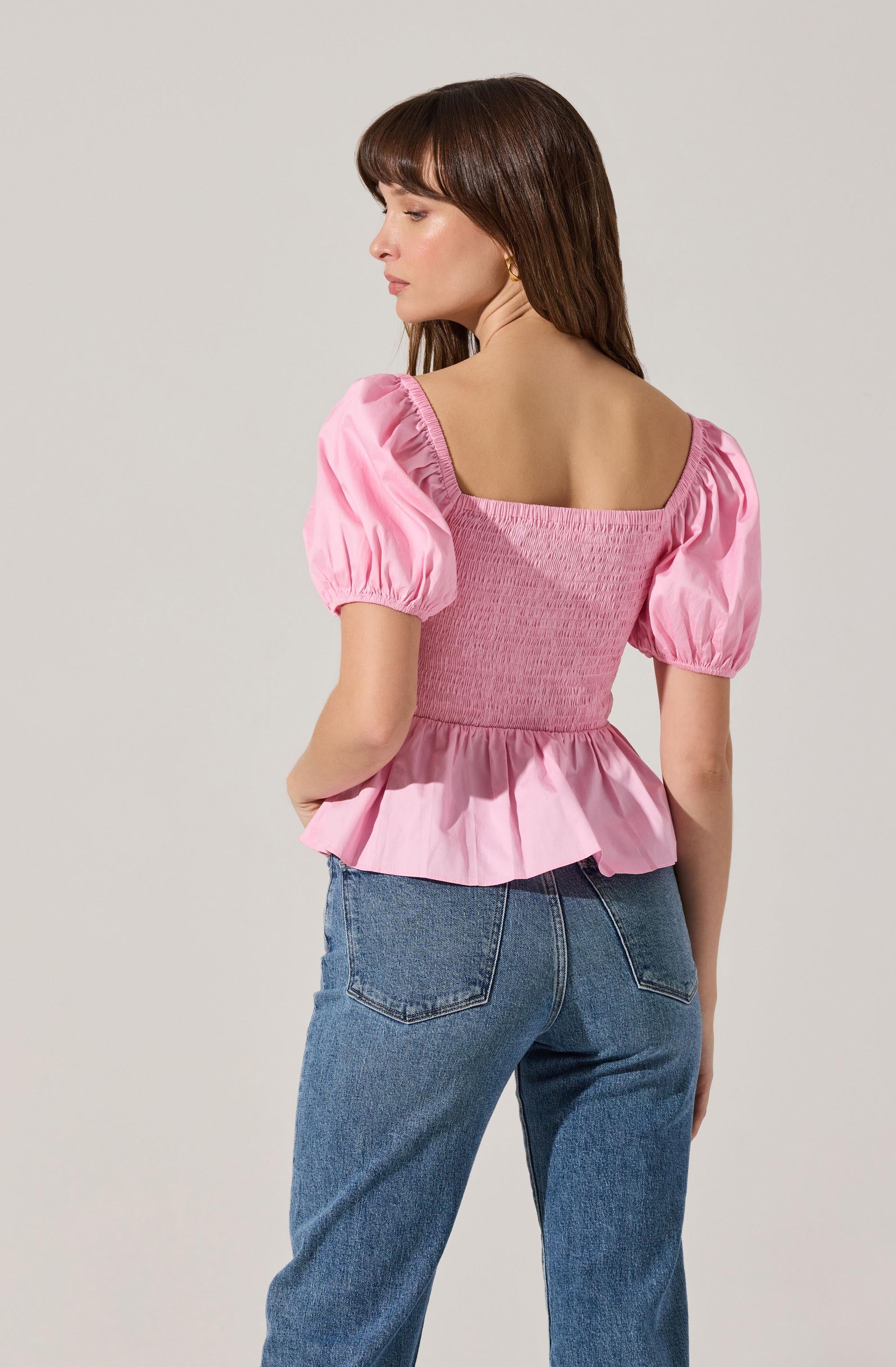 Elegant Bow Front Peplum Top for Women - Flattering Blouse for Office, Party & Date Night | Trendy & Comfortable Fashion Top
