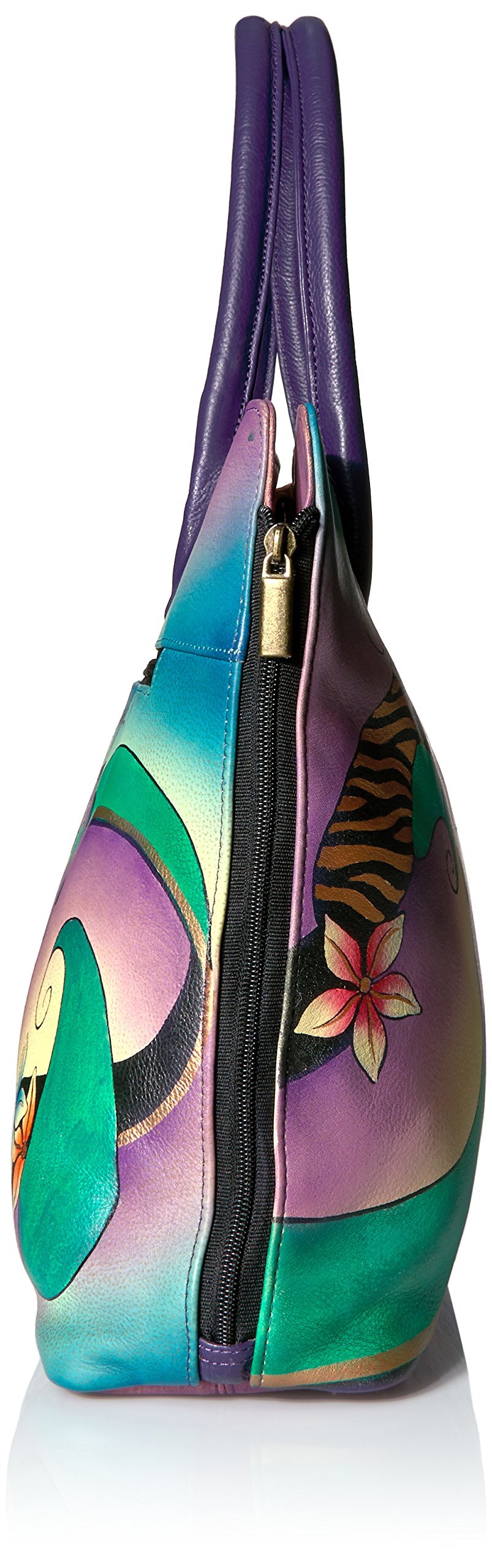 Anna by Anuschka Hand-Painted Genuine Leather Expandable Tote Bag - Large Artisan Purse for Women, Perfect for Work, Travel & Shopping
