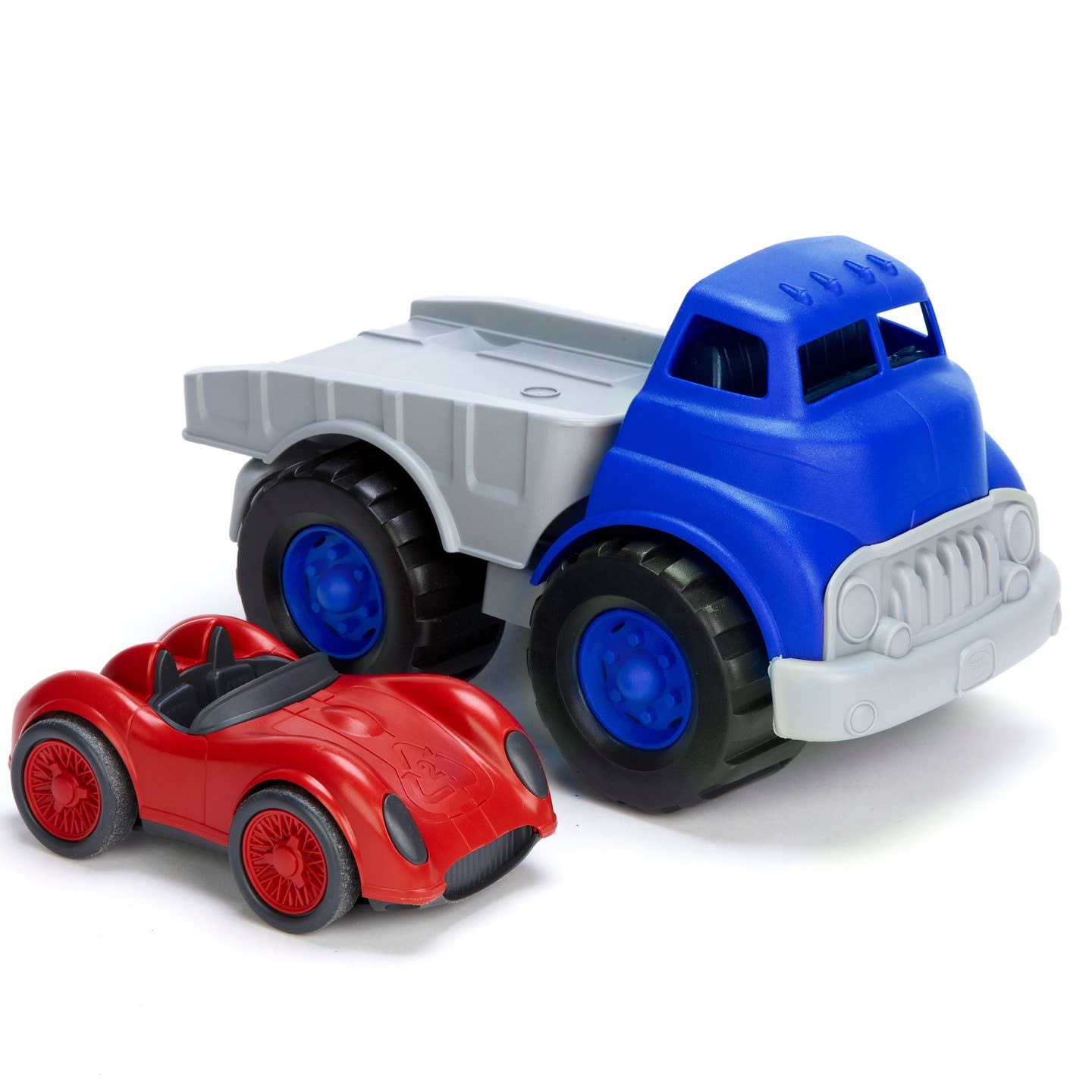 Flatbed Truck Toy with Red Race Car - Durable Die-Cast Model for Kids Play, Collectors & Display Scenes