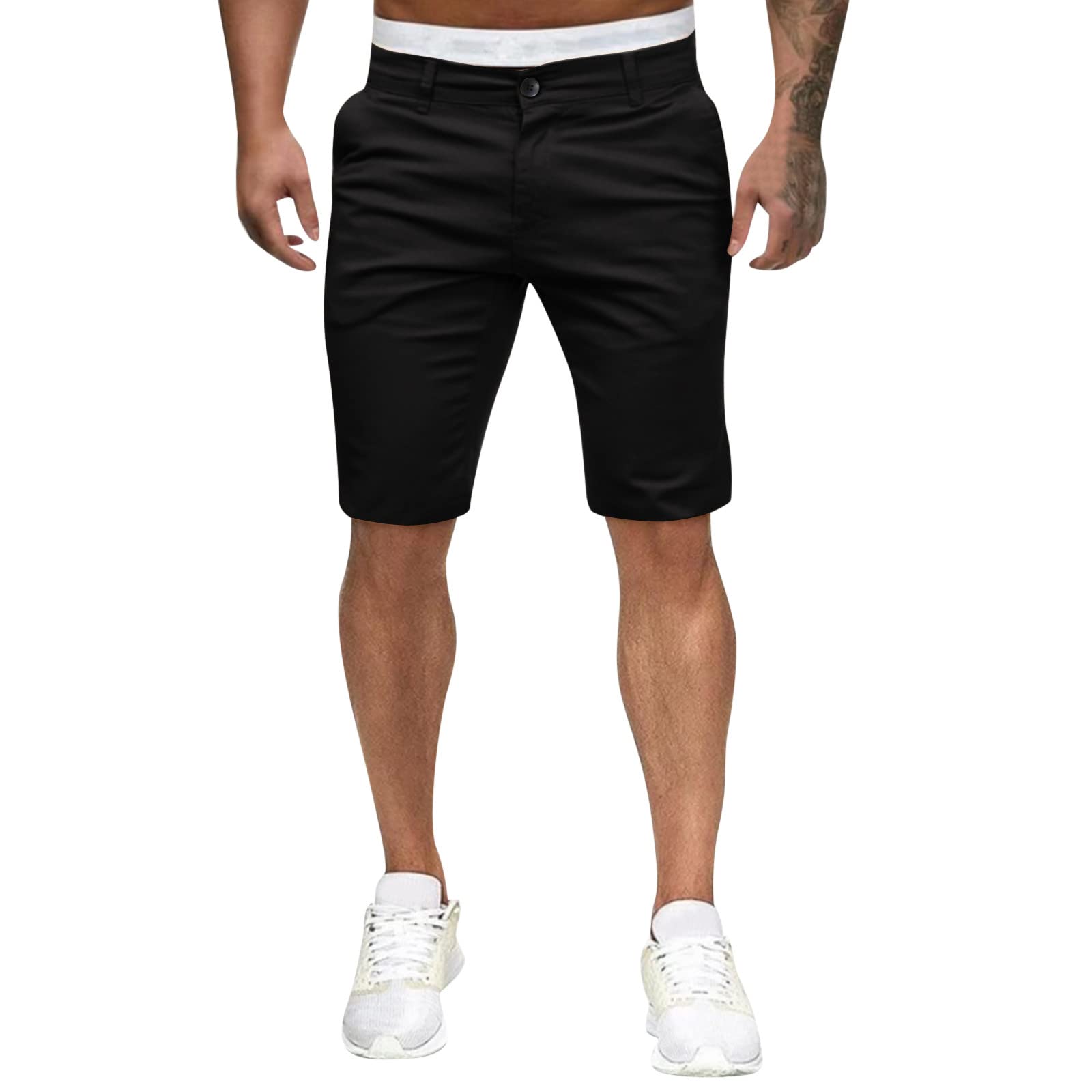 Men's Summer Casual Slim Fit Solid Color Zipper Buckle Shorts - Lightweight Beachwear & Outdoor Active Short Pants for Swimming, Surfing, Travel & Vacation
