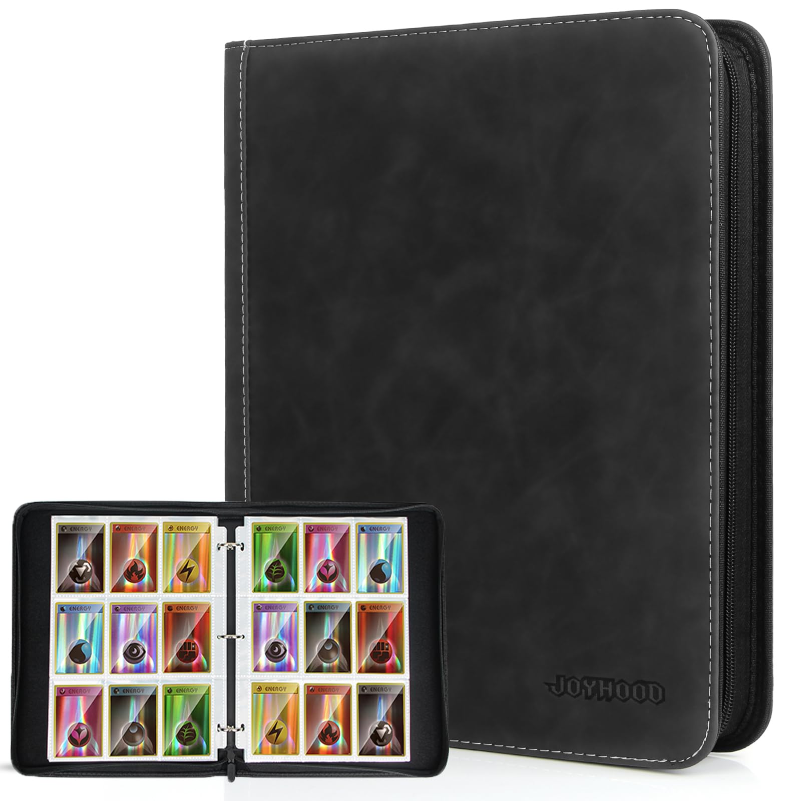 JoyHood 900-Capacity Trading Card Binder - 9-Pocket Premium Card Album Holder for TCG, MTG, Pokemon, Yu-Gi-Oh & OPCG Collectors (Black) - Perfect for Card Storage, Organization & Gaming Tournaments