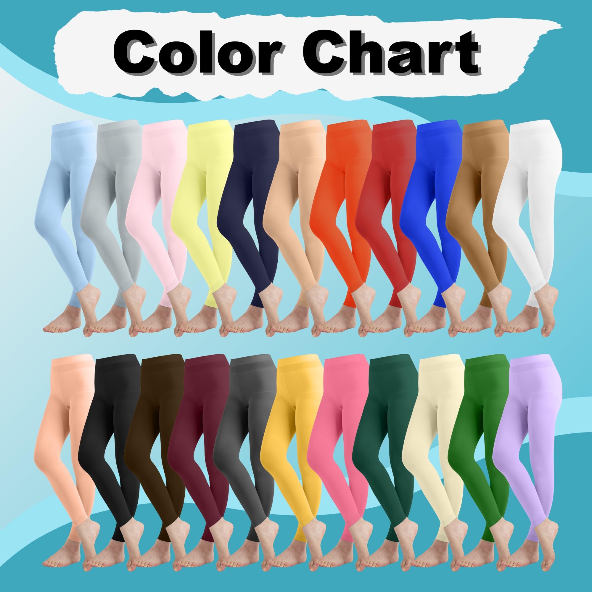 EMEM Apparel Women's Solid Color Opaque Microfiber Footless Tights - Perfect for Yoga, Workout & Everyday Comfort