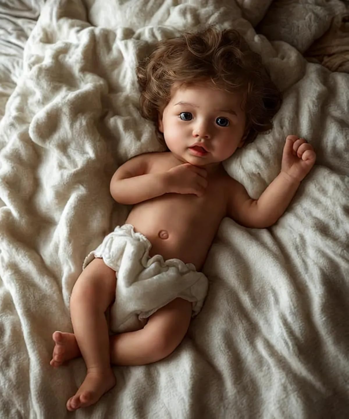 12 Inch Realistic Silicone Reborn Baby Doll with Blue Eyes & Golden Hair - Lifelike Full Body Baby Girl Doll for Collectors, Gift Giving, Nursery Decor & Photography Props