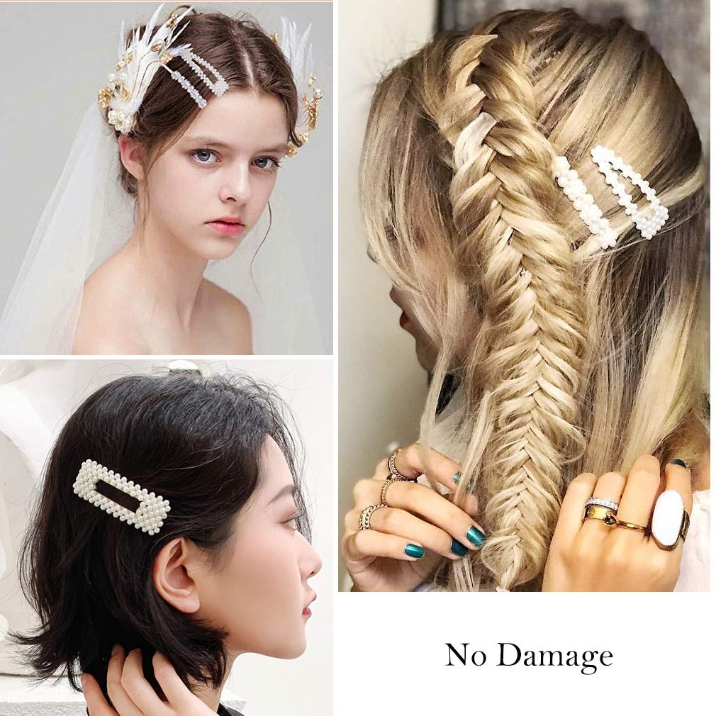 Jaciya 4-Pack Large Pearl Hair Clips for Women - Elegant Hair Barrettes, Wedding & Bridal Hair Accessories, Braiding Styling Clips - Perfect for Parties, Proms and Special Occasions