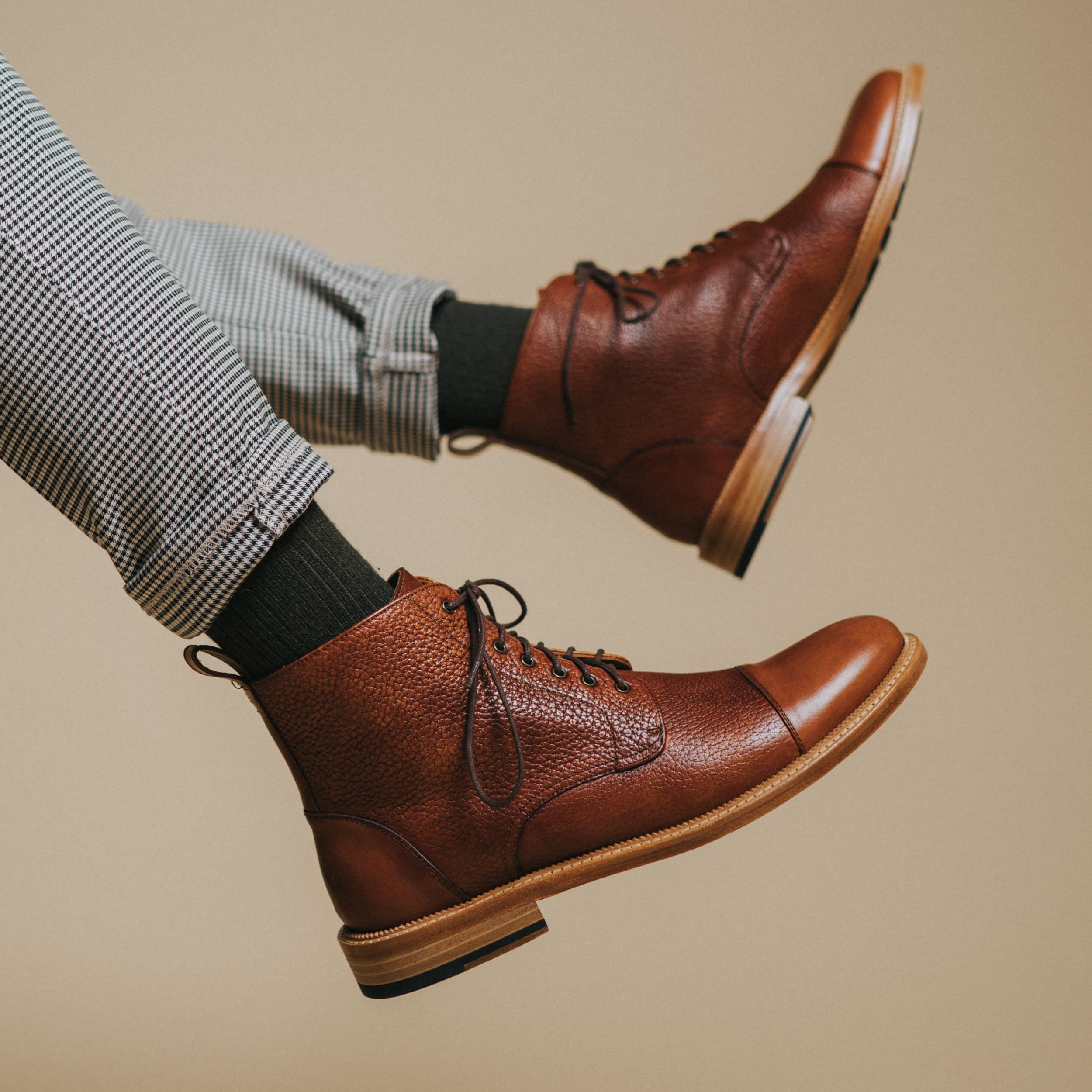 TAFT Rome Full-Grain Leather Men's Cap Toe Dress Boots - Premium Formal & Business Shoes for Office, Weddings & Special Occasions